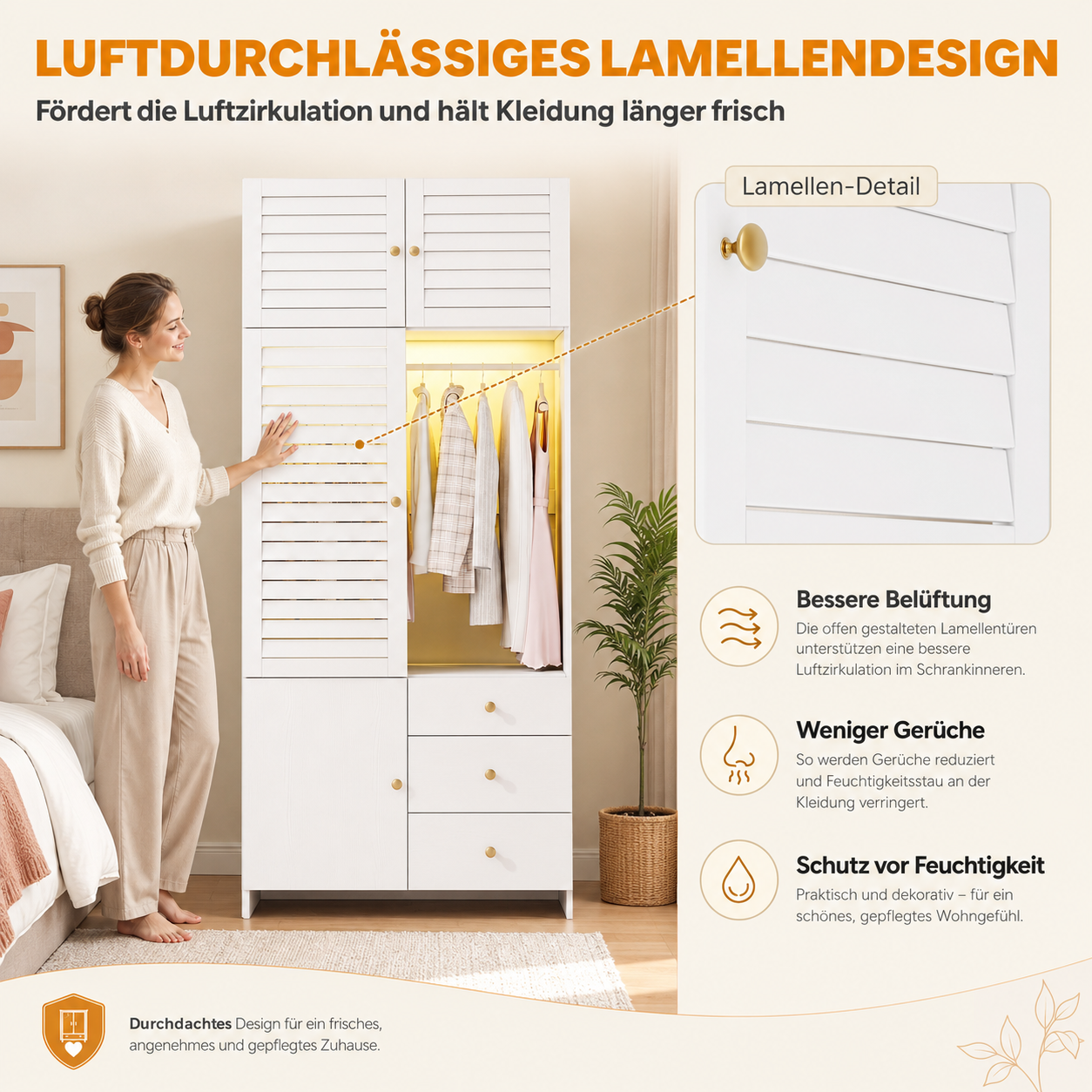 Armoire blanche avec LED et rangement