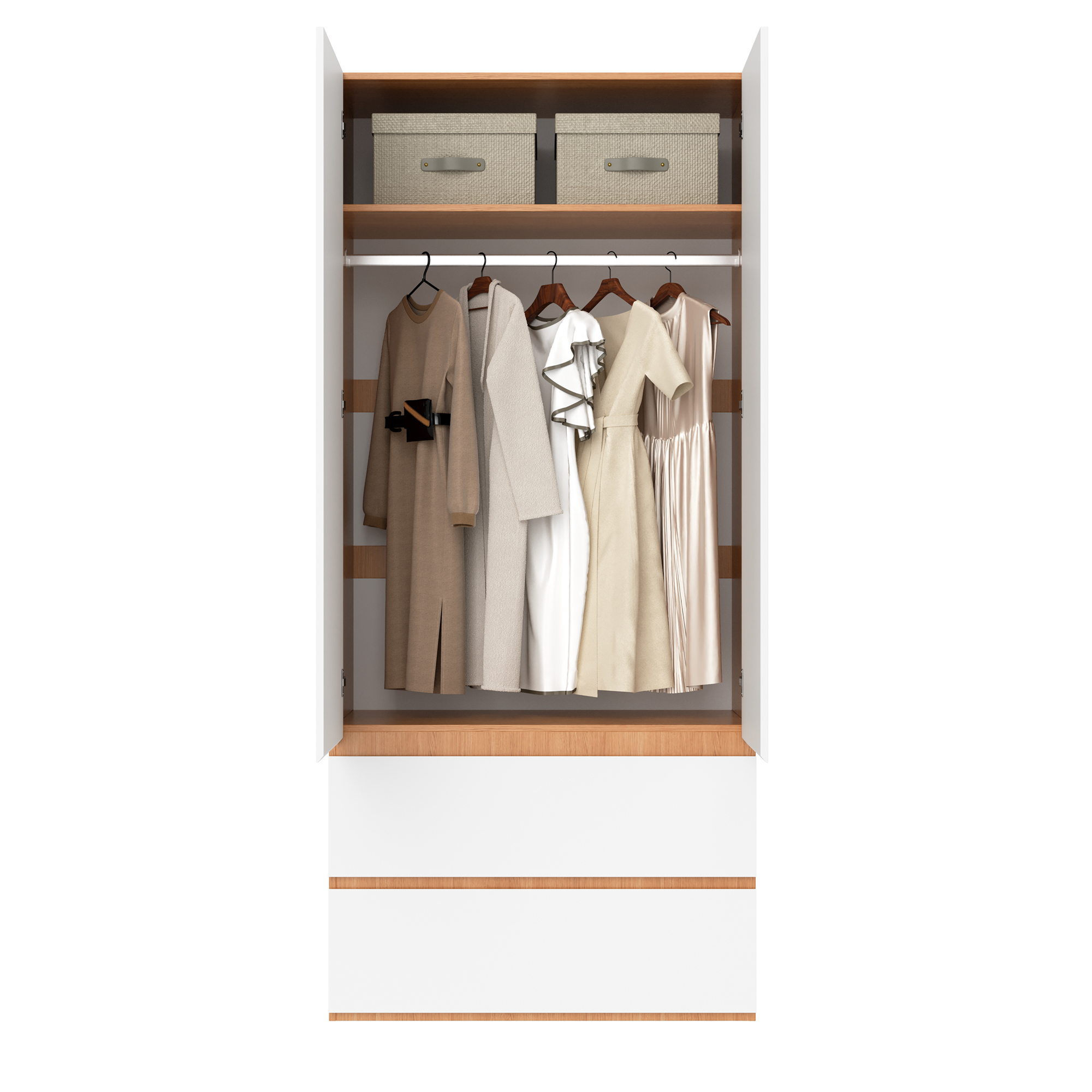 Armoire-penderie, avec tiroirs, 90 x 50 x 200 cm, panneaux de particules et MDF, blanc - vue 5