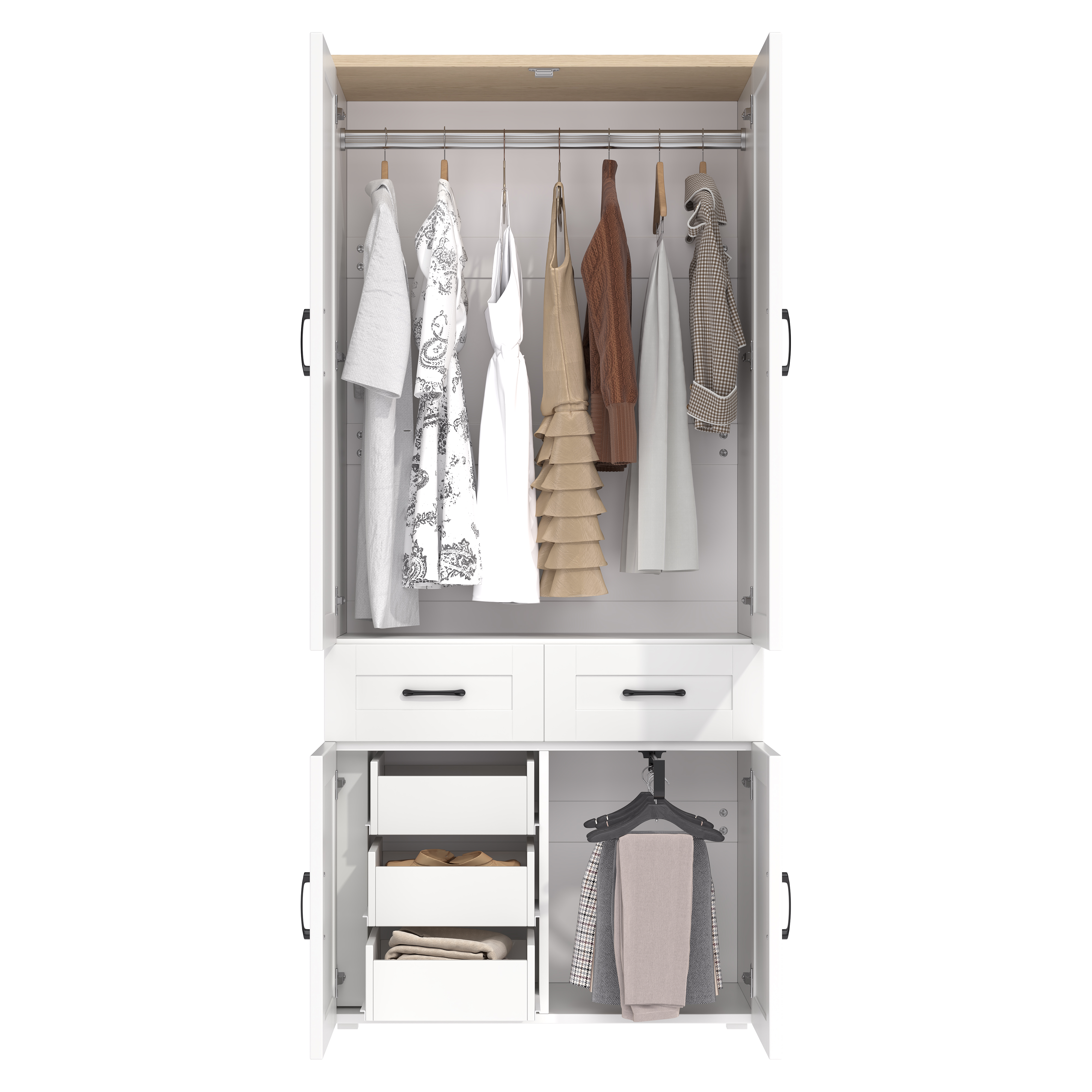 Armoire-penderie, avec tiroirs, 90 x 50 x 200 cm, MDF, blanc - vue 5