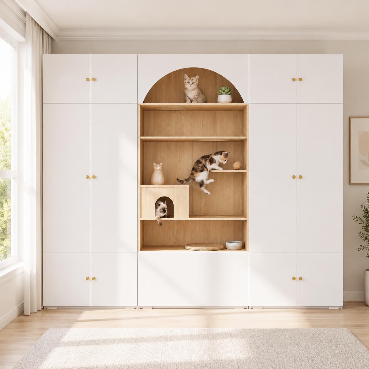 Armoire-penderie, 270 x 50 x 200 cm, panneaux de particules et bois, blanc - vue 2