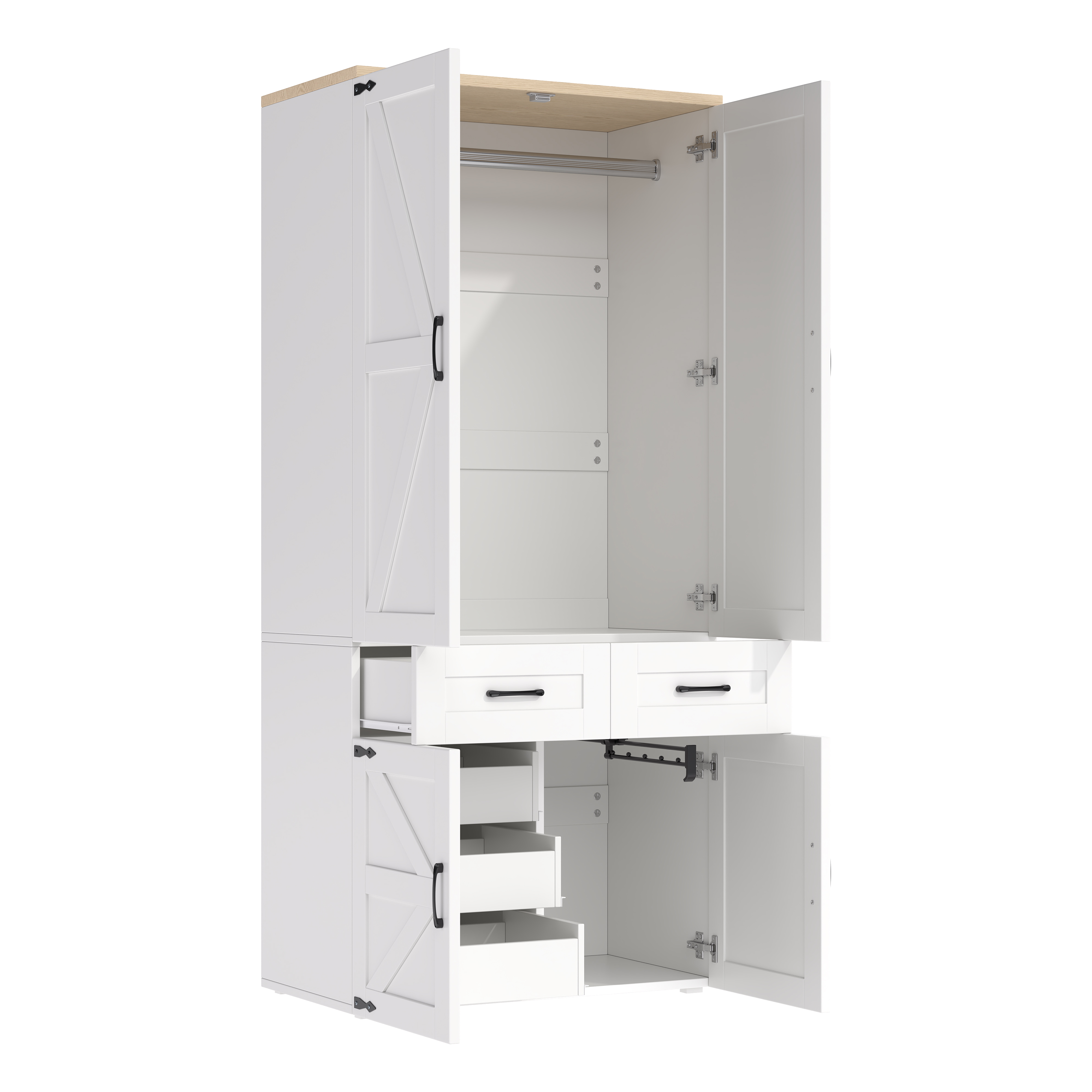 Armoire-penderie, avec tiroirs, 90 x 50 x 200 cm, MDF, blanc - vue 7