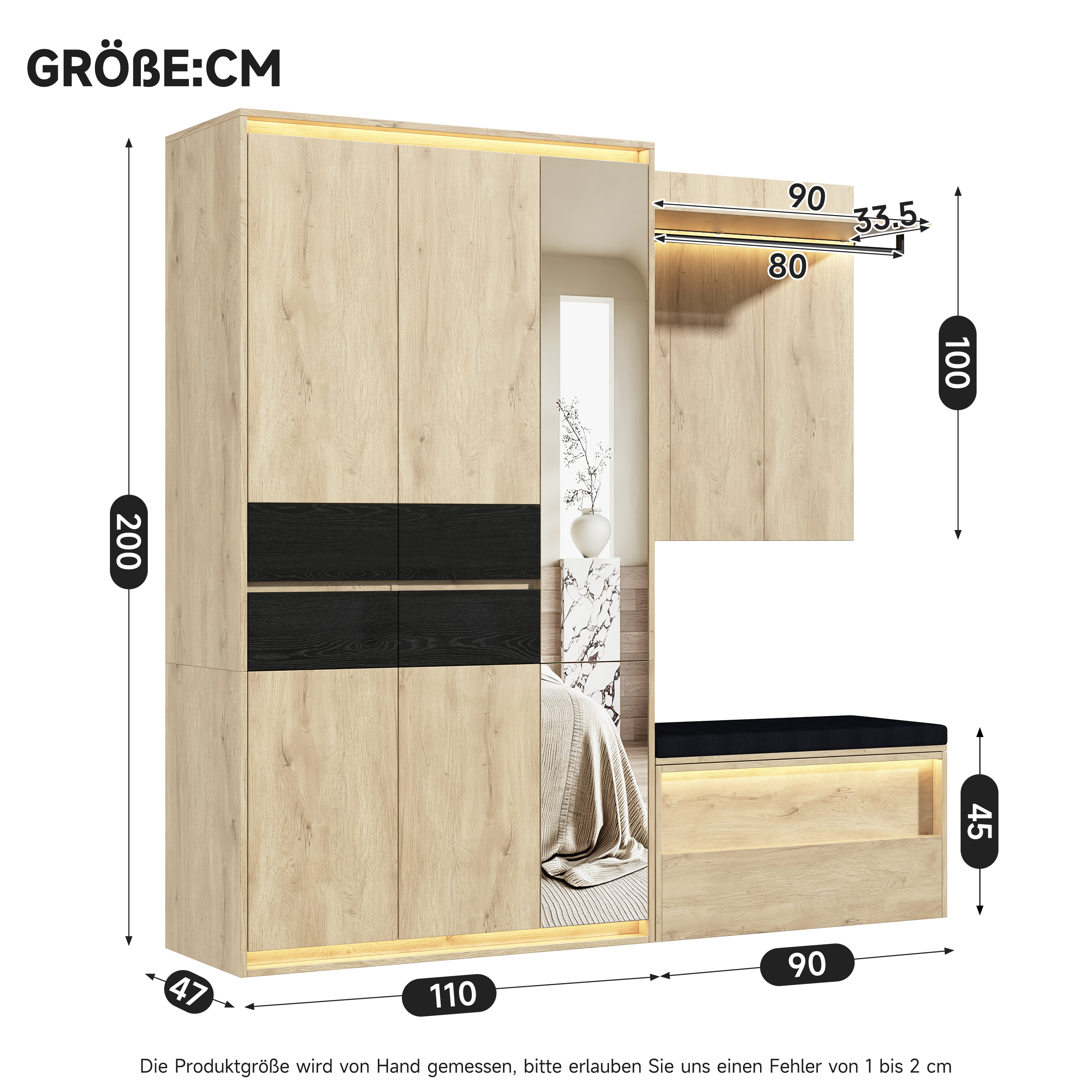Dressing moderne avec LED et miroir