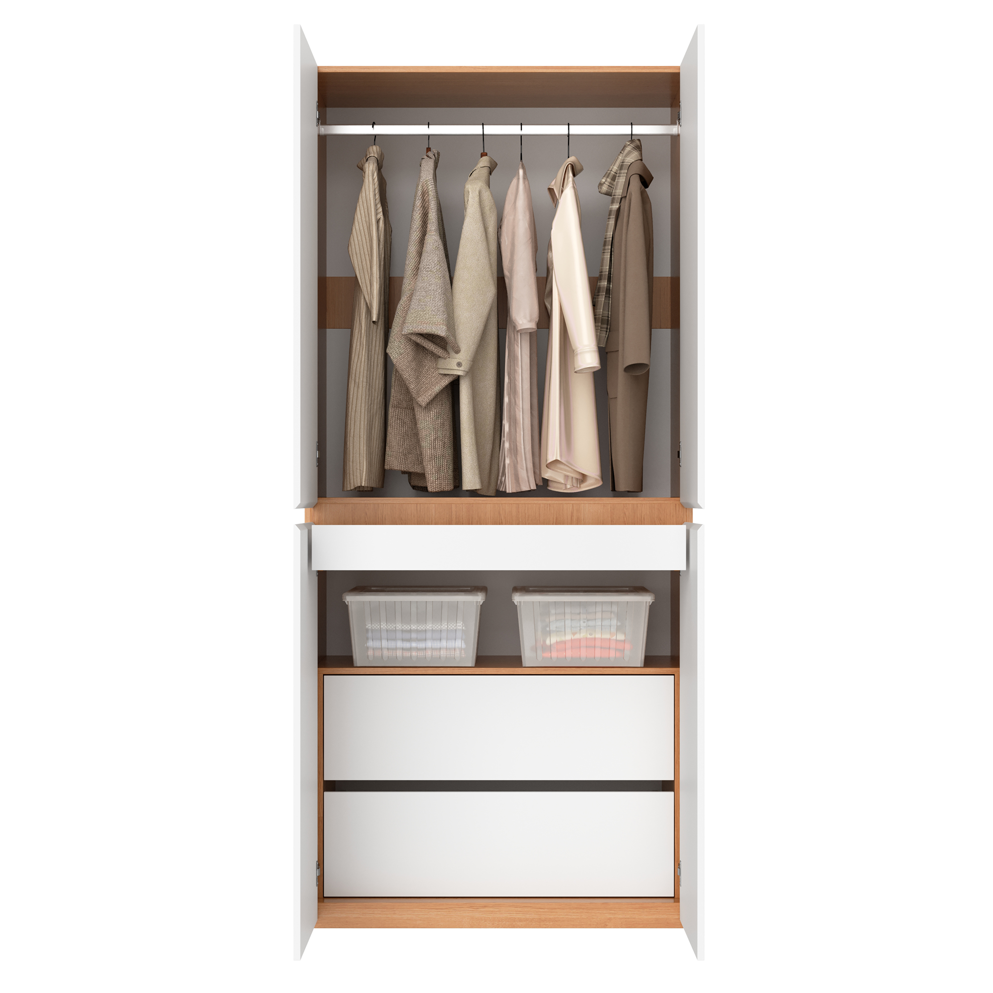 Armoire-penderie, avec tiroirs, 90 x 50 x 200 cm, panneaux de particules et MDF, blanc - vue 5