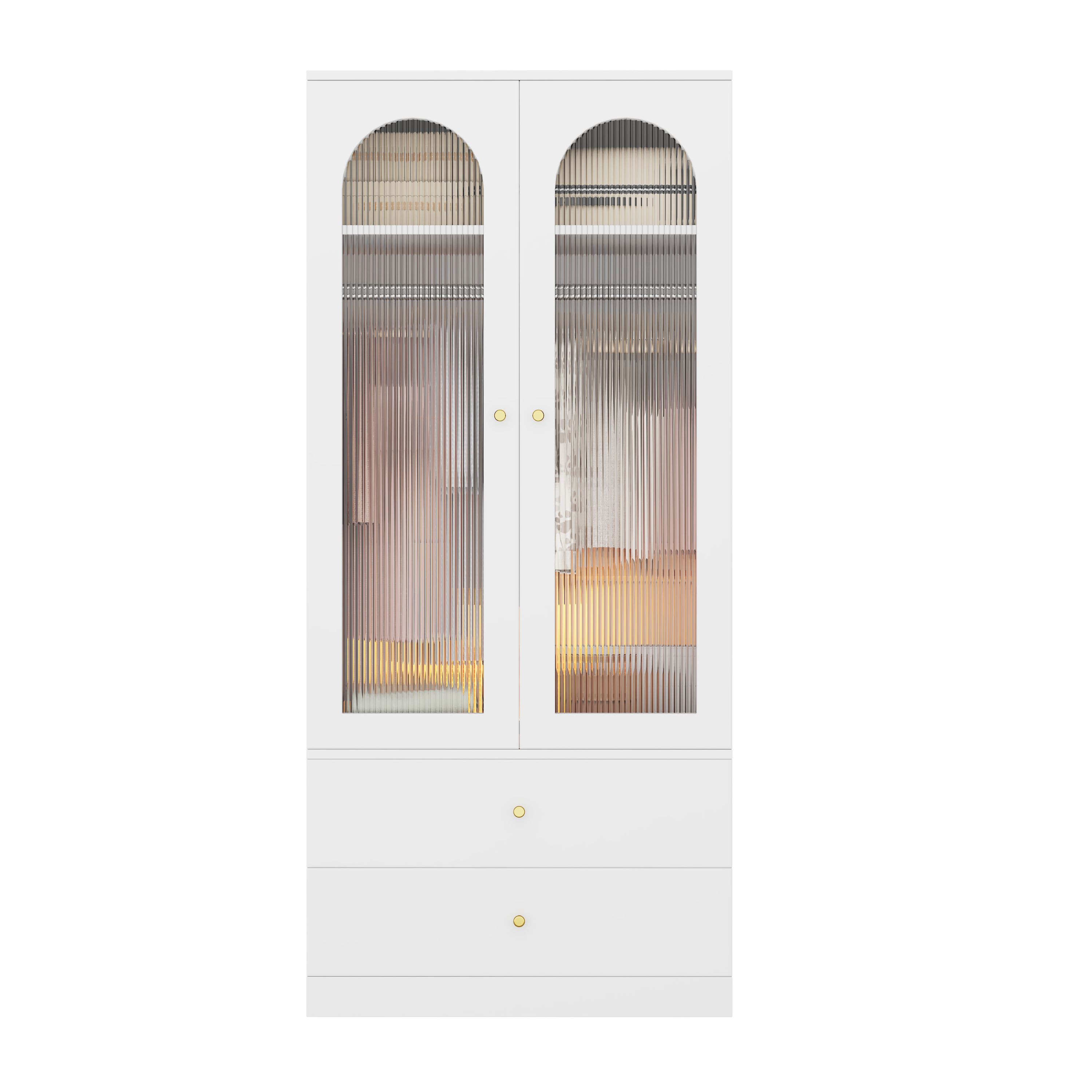 Armoire-penderie, rangement intégré, avec tiroirs, éléments en verre, 90 x 50 x 200 cm, verre et MDF, blanc - vue 5