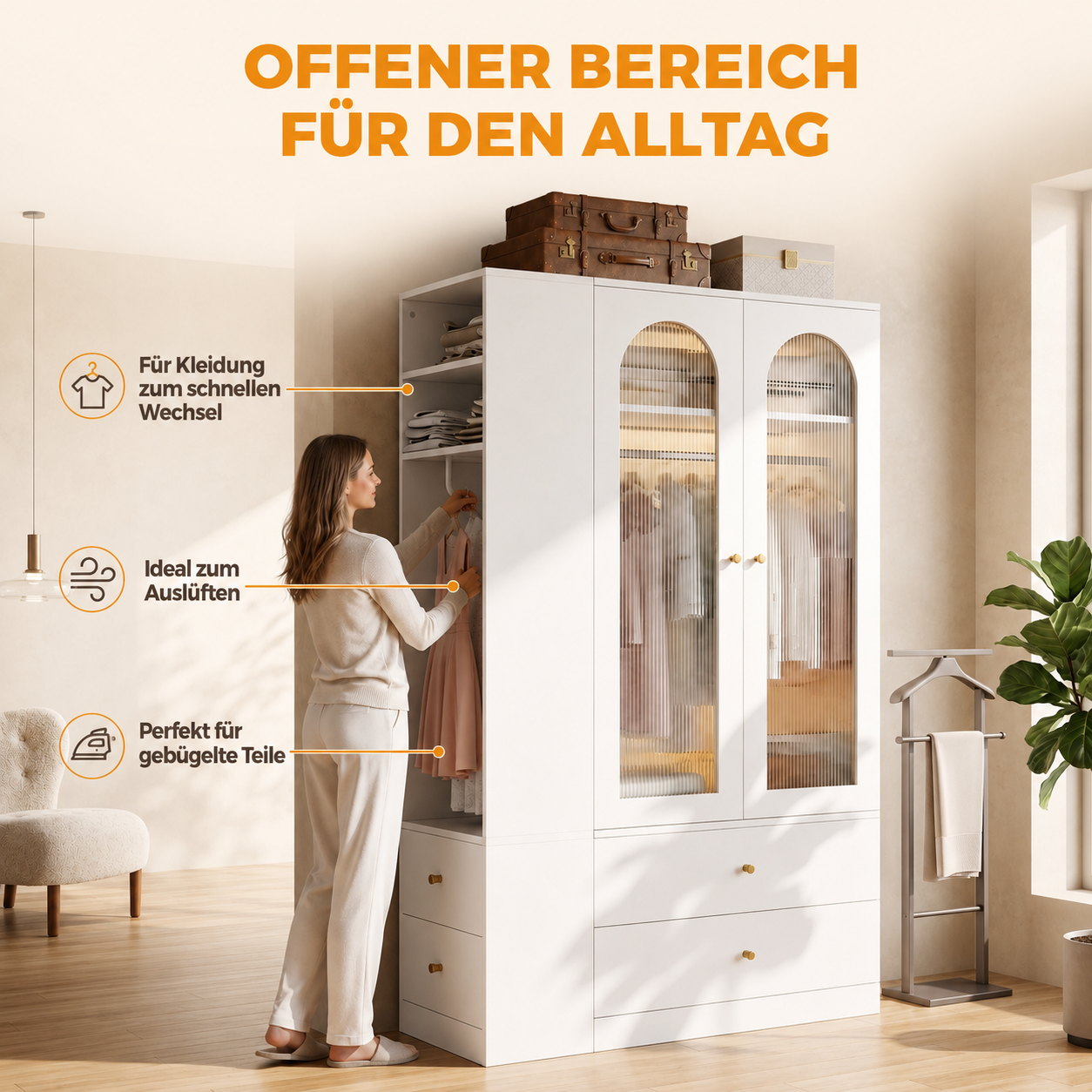 Détail rangement armoire blanche