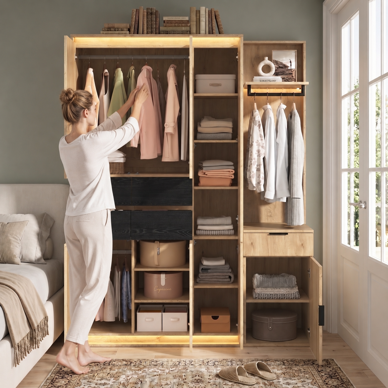 Armoire dressing moderne chêne anthracite