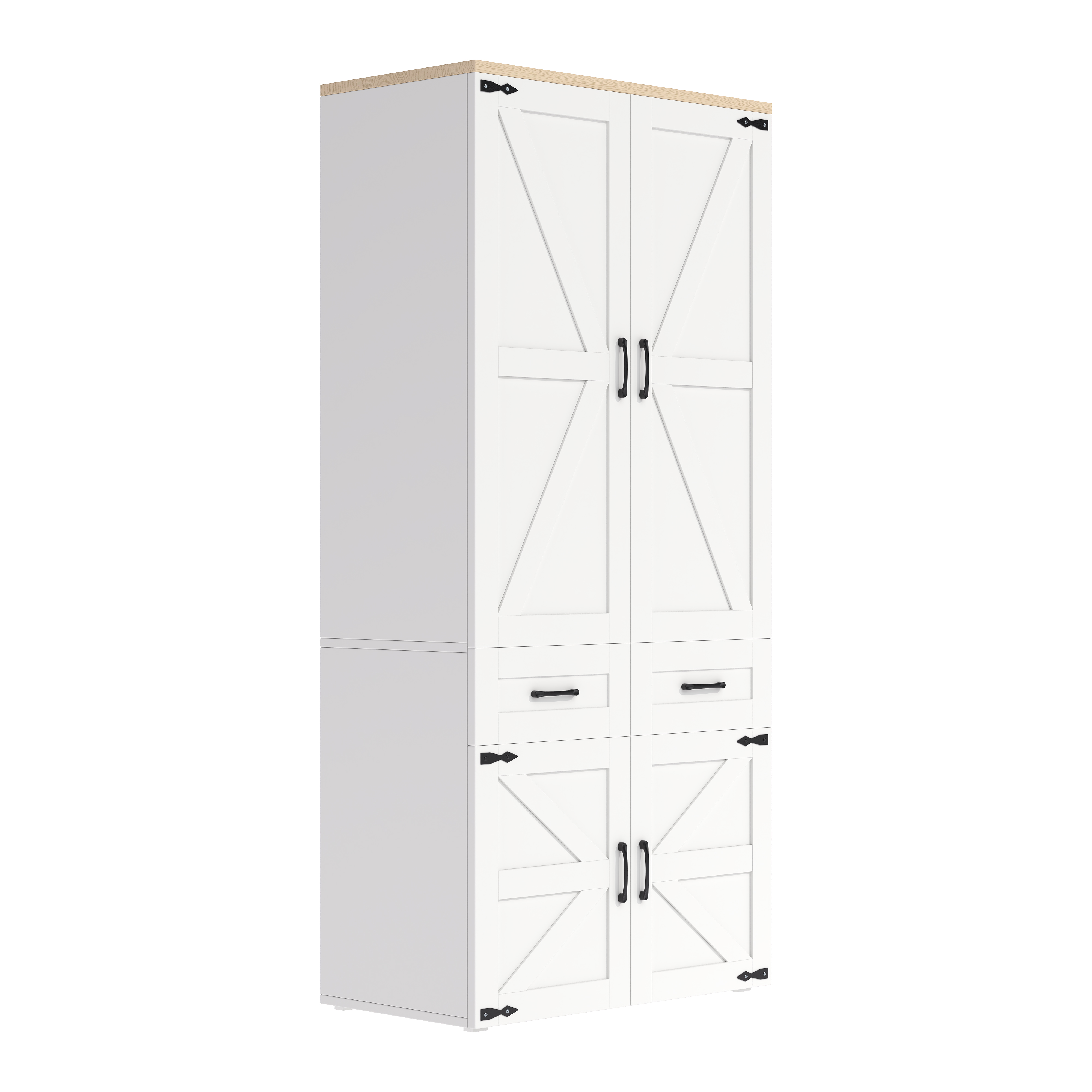 Armoire-penderie, avec tiroirs, 90 x 50 x 200 cm, MDF, blanc - vue 6