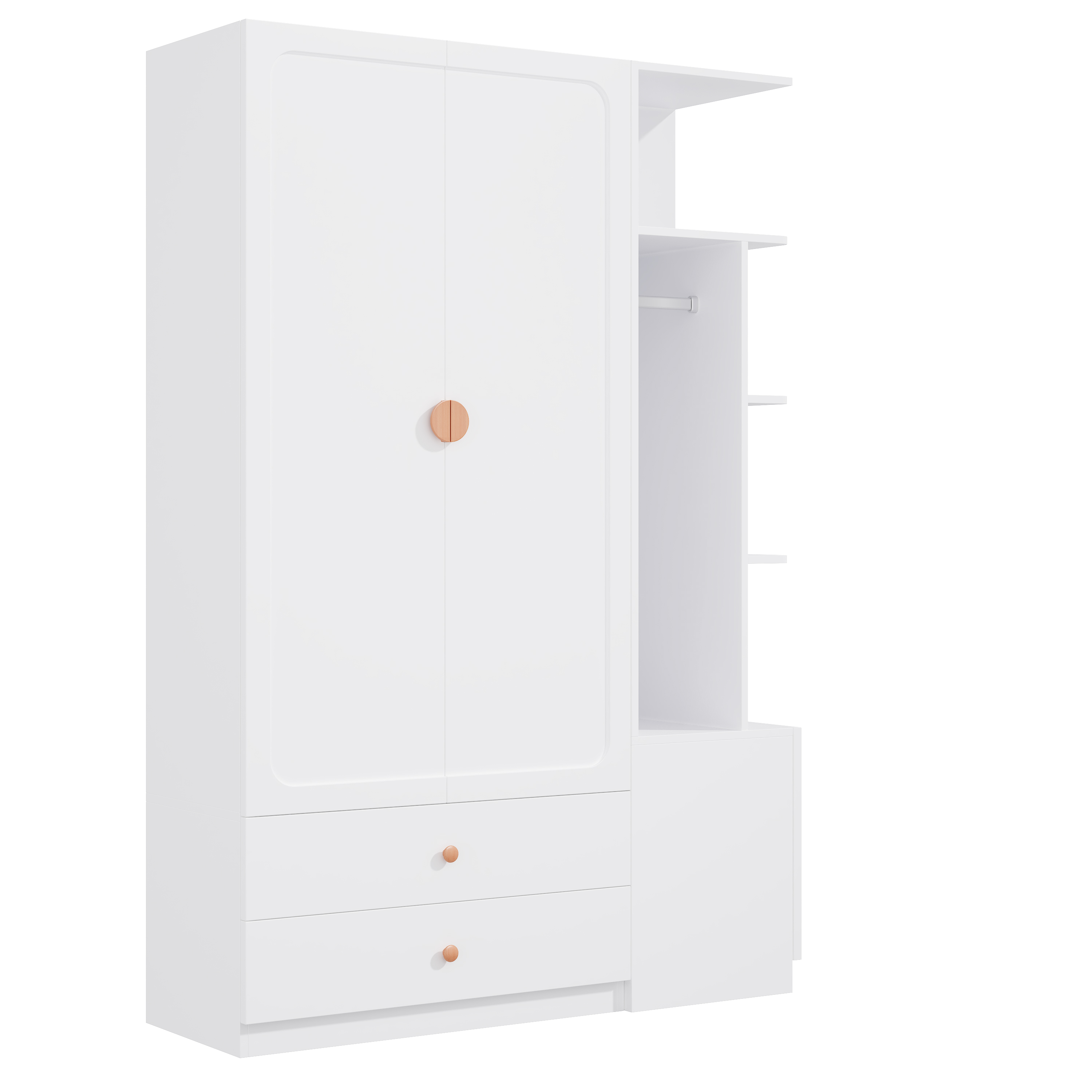 module latéral comme étagère d’exposition ou armoire complémentaire avec tringle à vêtements