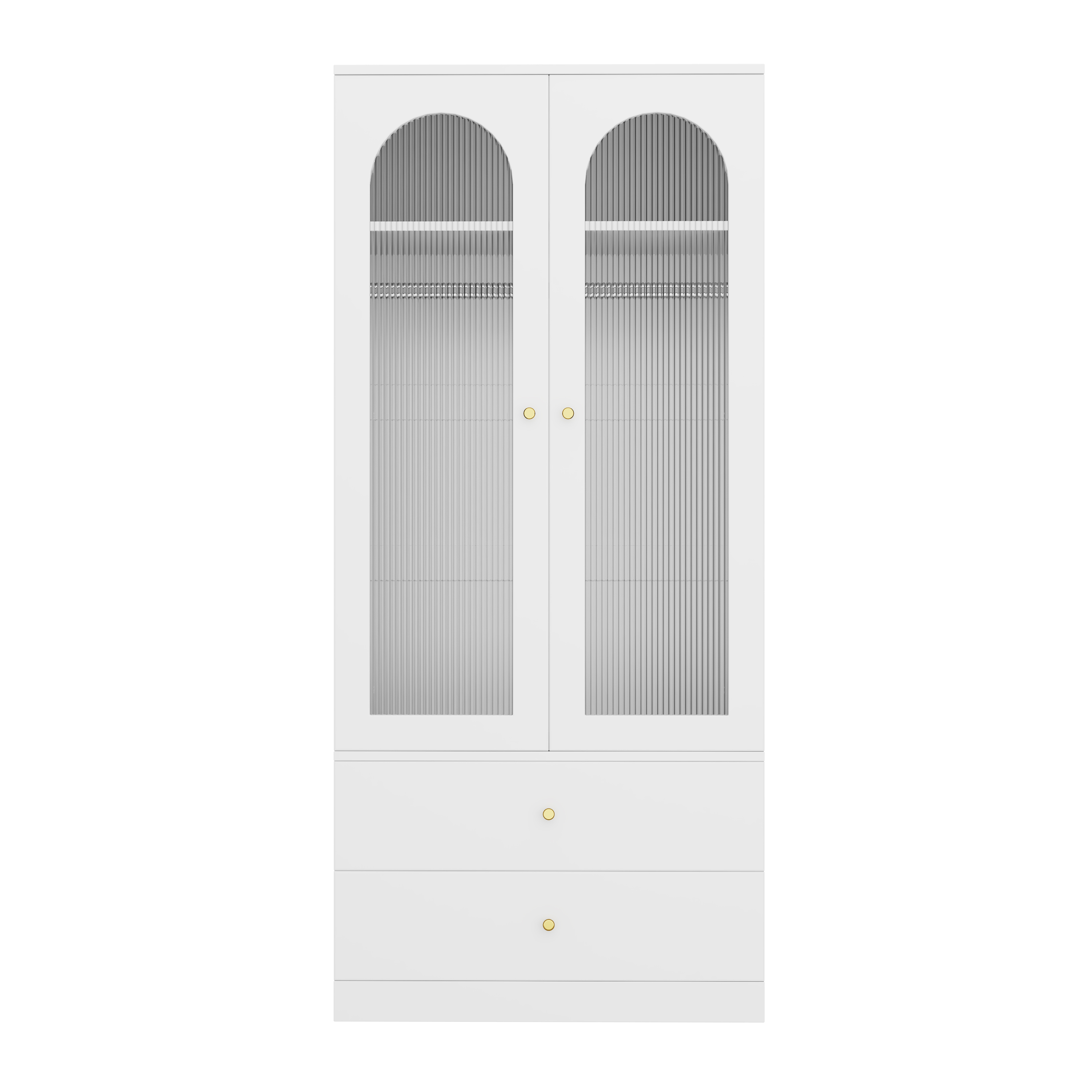 Armoire-penderie, rangement intégré, avec tiroirs, éléments en verre, 90 x 50 x 200 cm, verre et MDF, blanc - vue 4