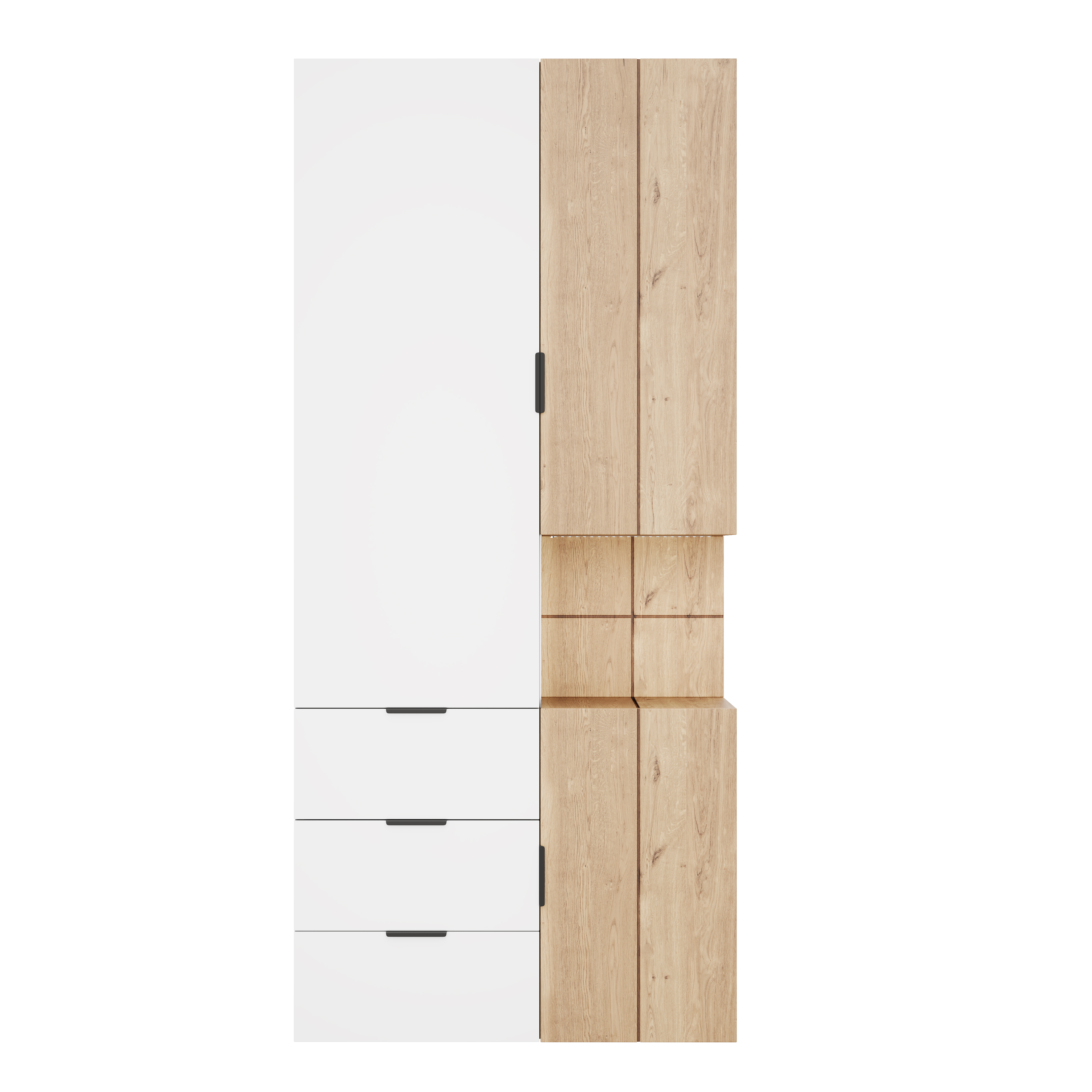 Armoire-penderie, avec tiroirs, éclairage led, 90 x 49 x 200 cm, MDF, blanc - vue 6