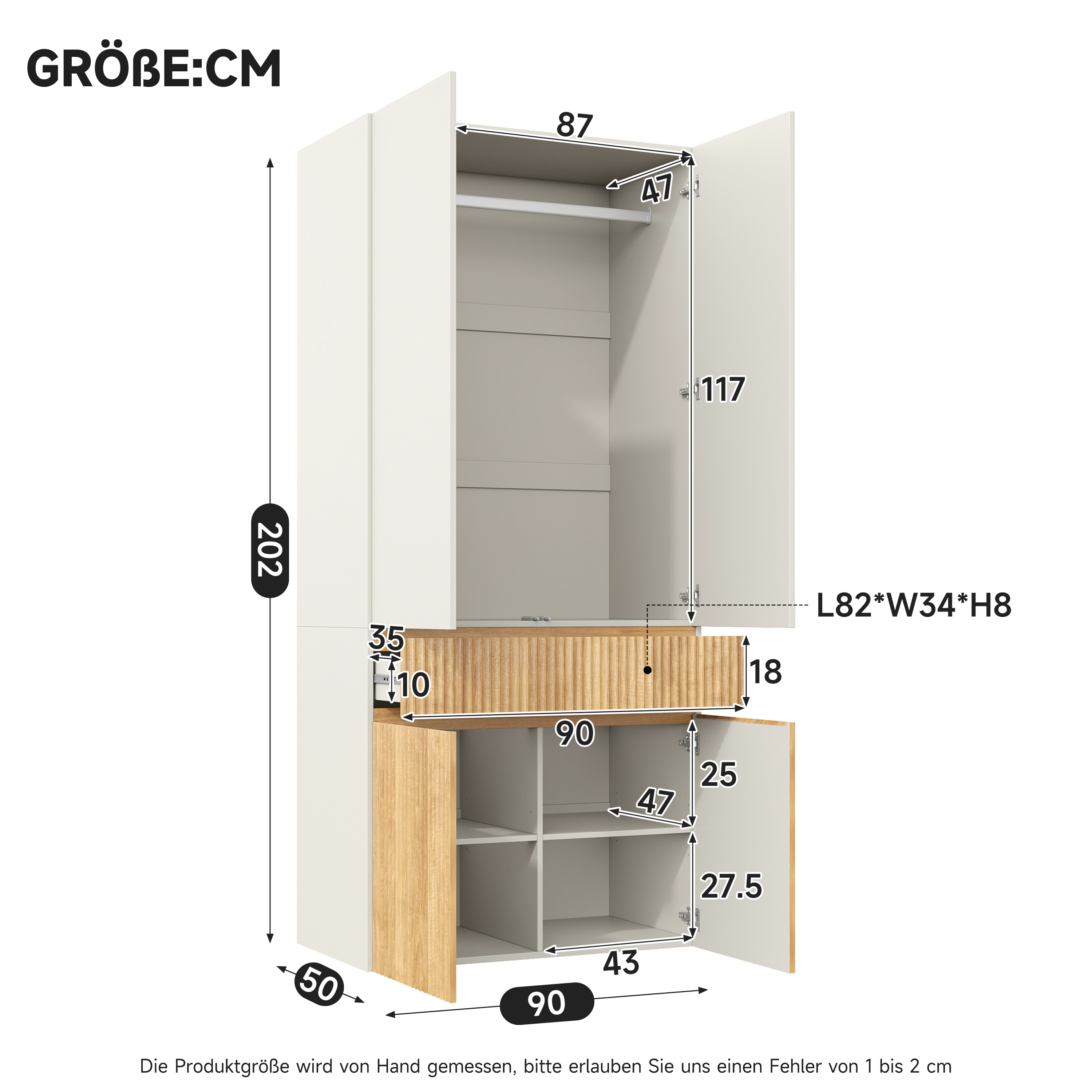 Vue détaillée de l'armoire moderne chêne clair