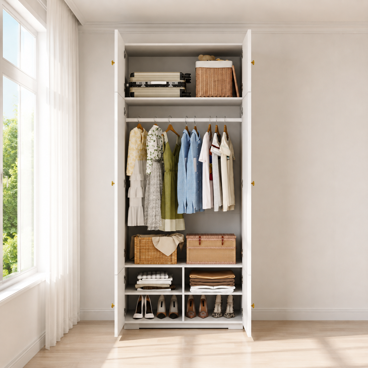 Armoire-penderie, 90 x 50 x 200 cm, panneaux de particules, blanc - vue 3