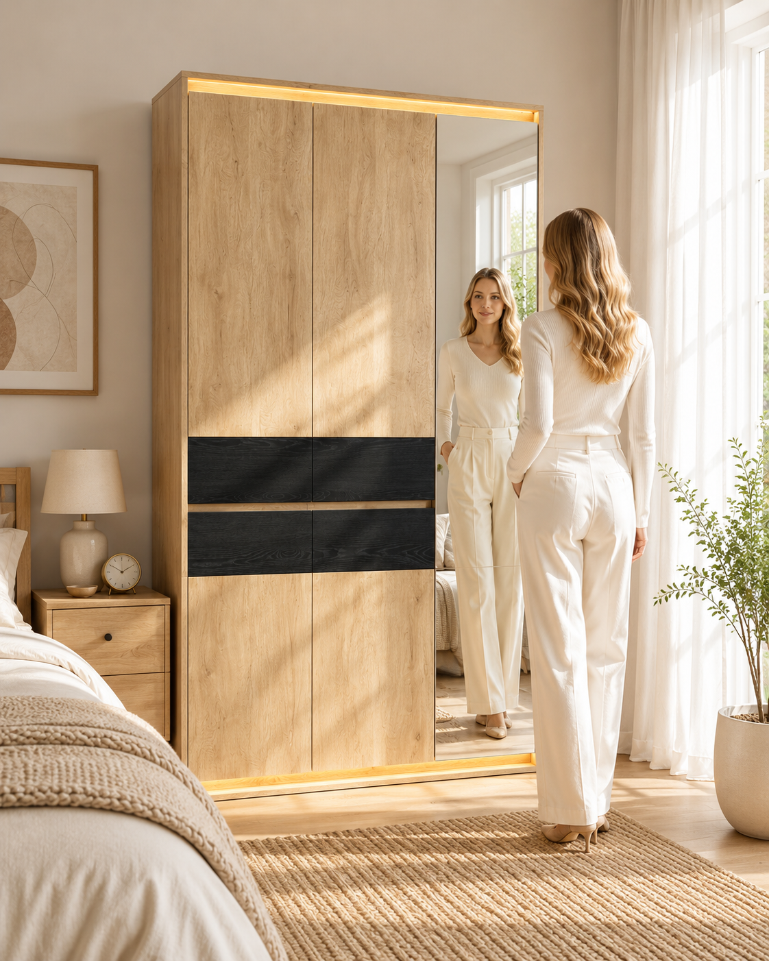 Armoire chêne moderne avec LED