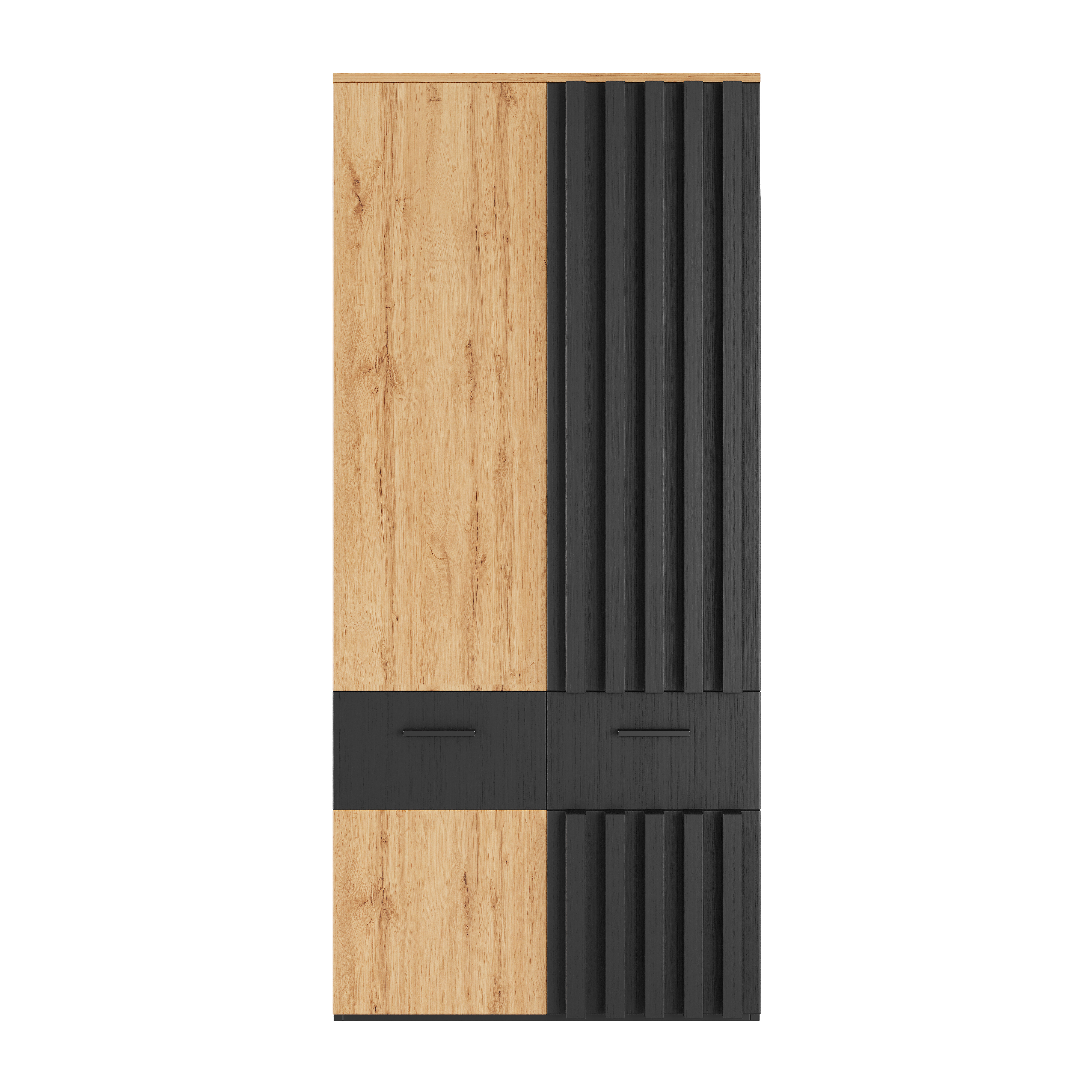 Armoire-penderie, avec tiroirs, 90 x 50 x 200 cm, panneaux de particules et MDF, noir - vue 4