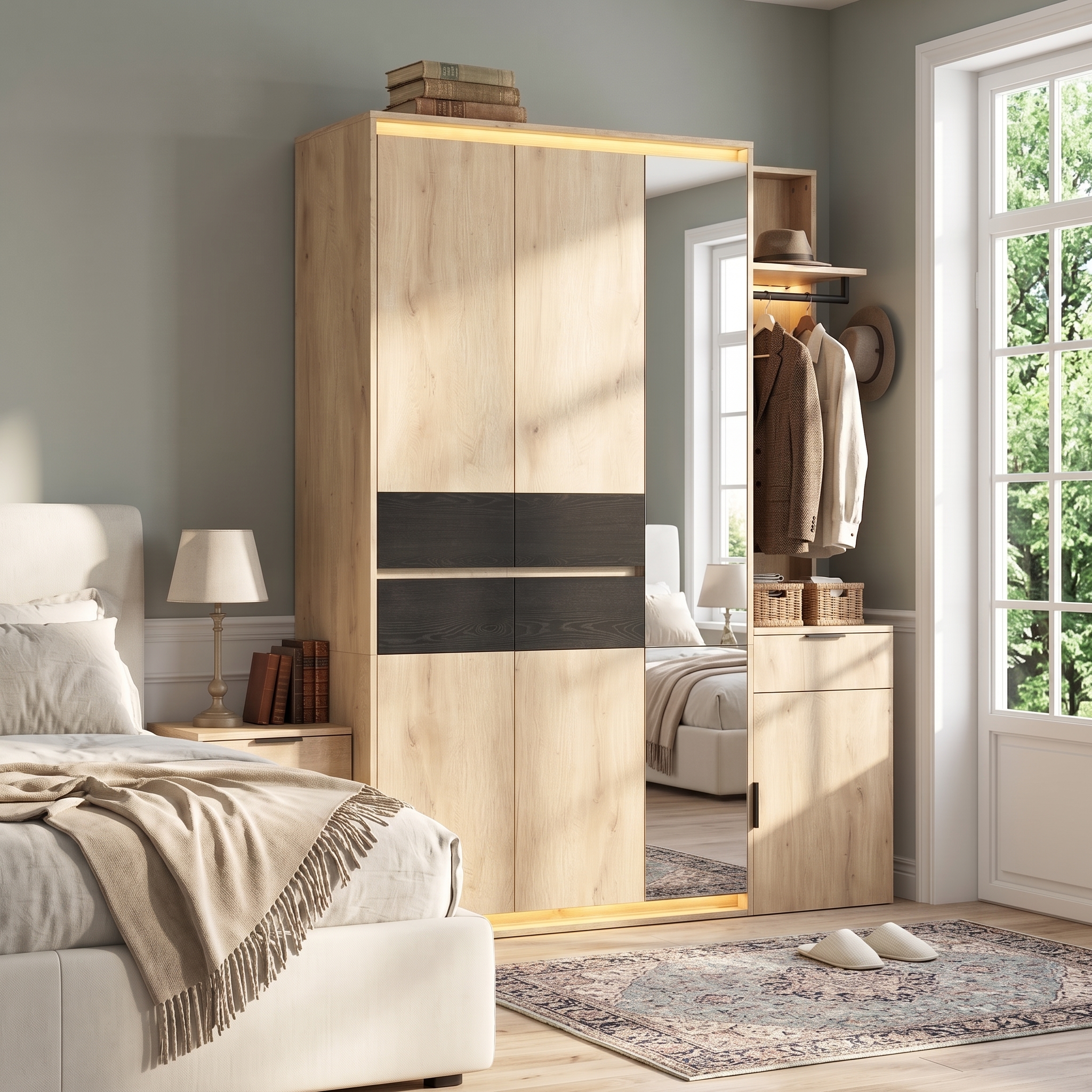 Vue du vestiaire avec ses zones lumineuses