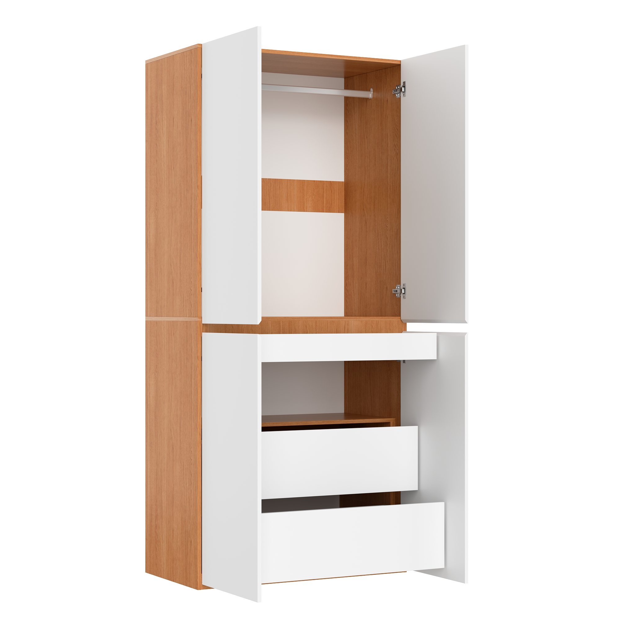 Armoire-penderie, avec tiroirs, 90 x 50 x 200 cm, panneaux de particules et MDF, blanc - vue 7