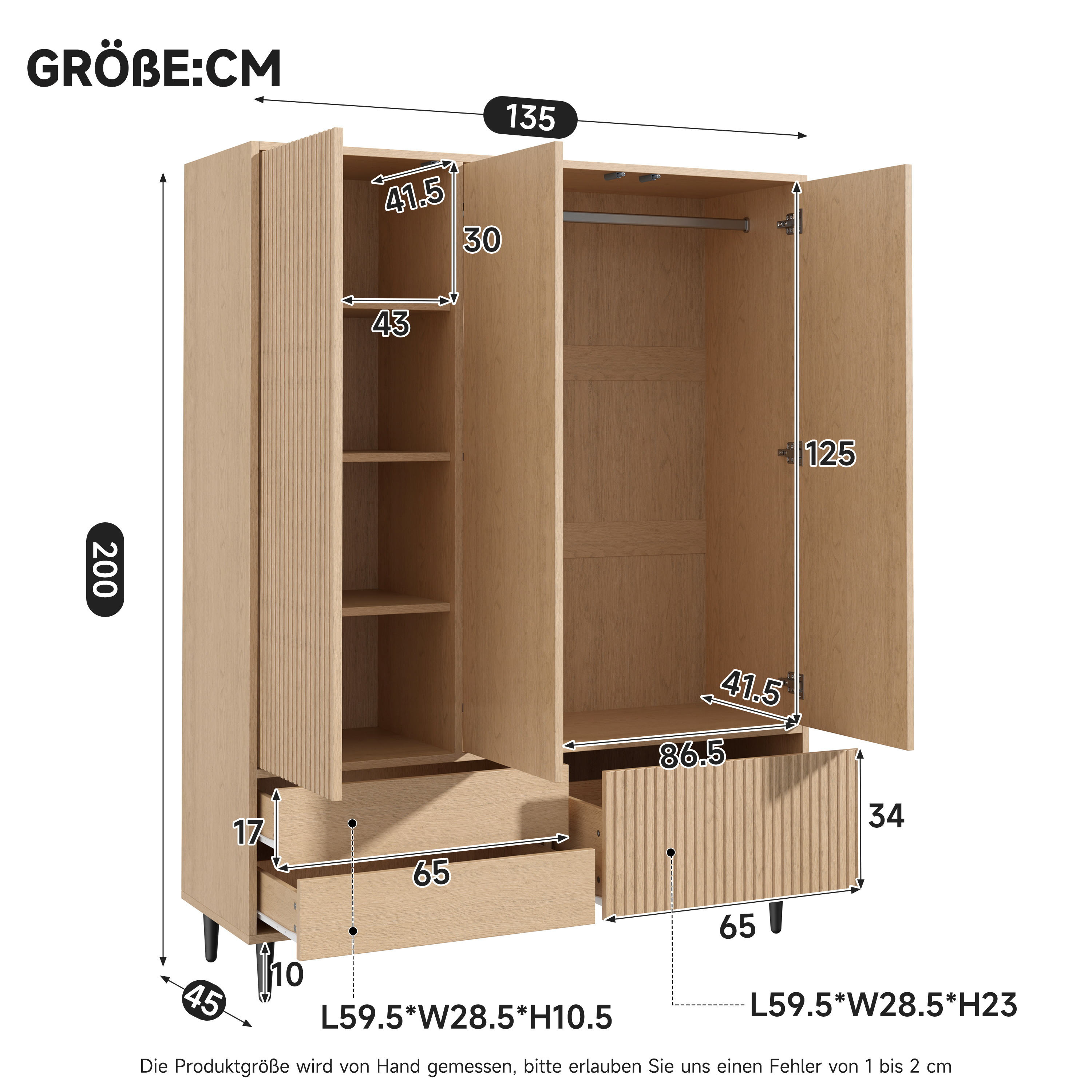 Dressing bois avec miroir et tiroirs