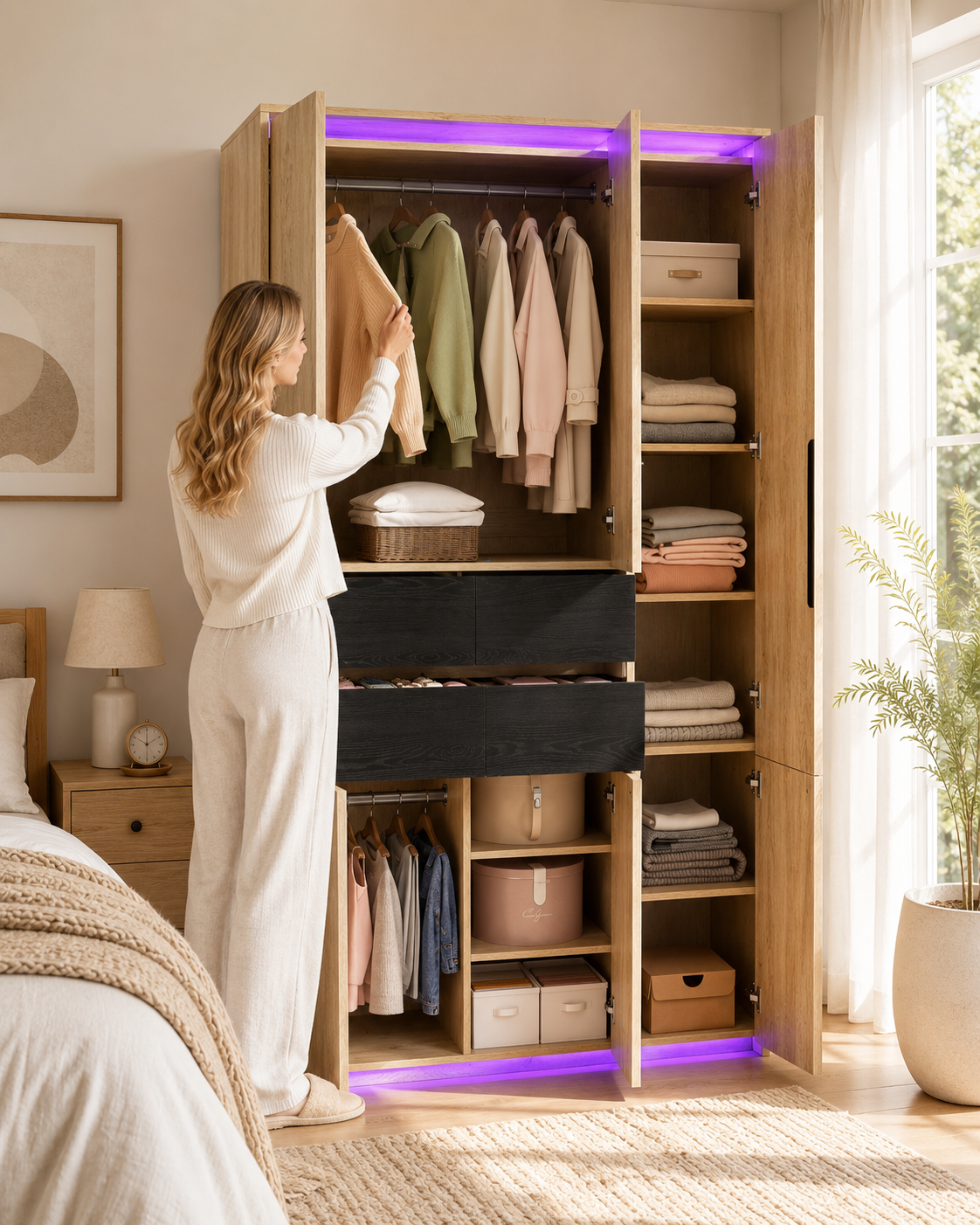 Armoire chêne moderne avec LED