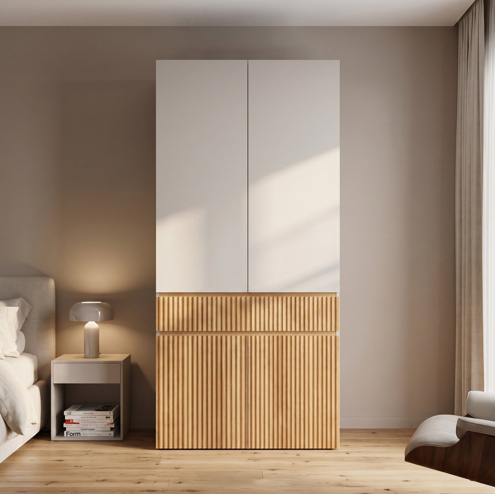 Armoire-penderie, avec tiroirs, 90 x 50 x 200 cm, panneaux de particules et MDF, bois naturel - vue 3