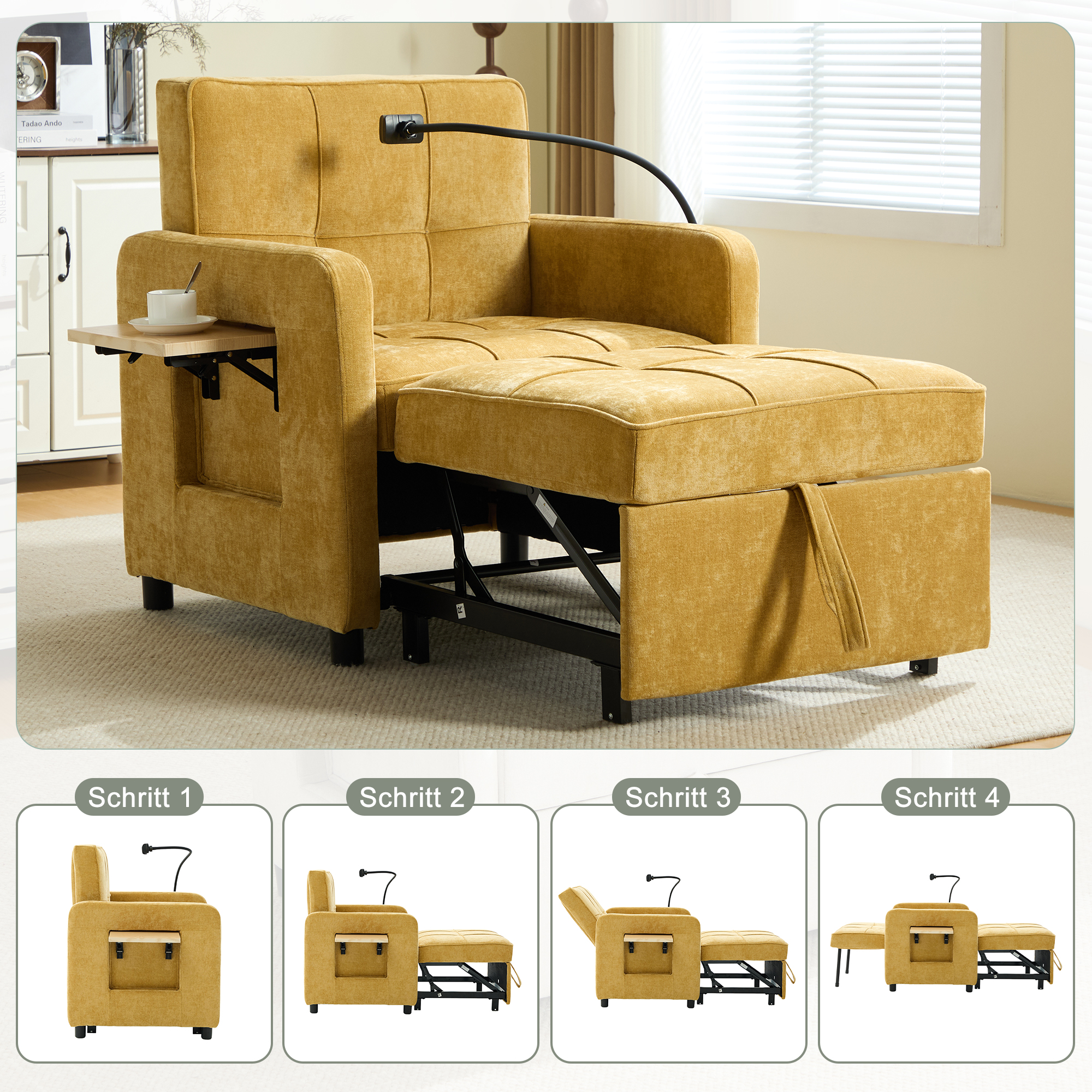 Détail du fauteuil convertible