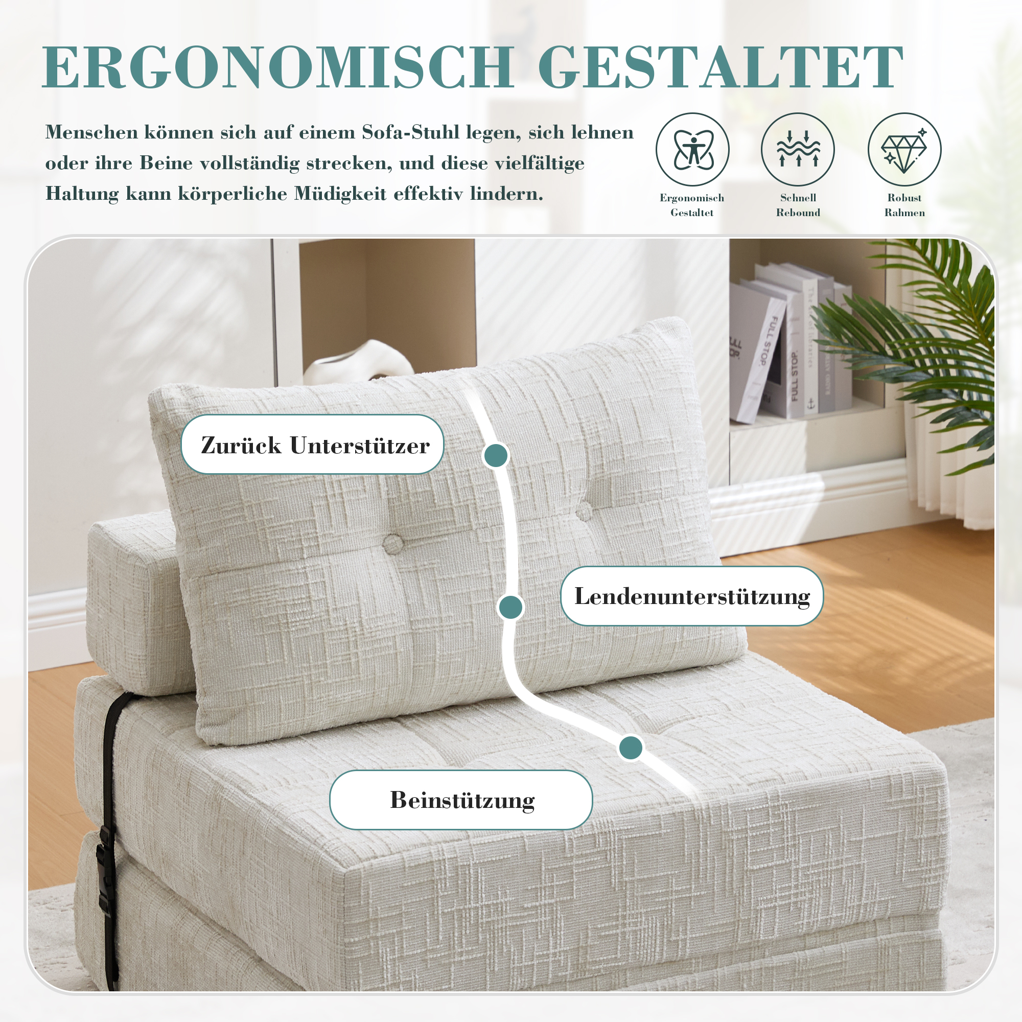 Klappbares Schlafsofa, Schlafsofa mit Kissen, falt