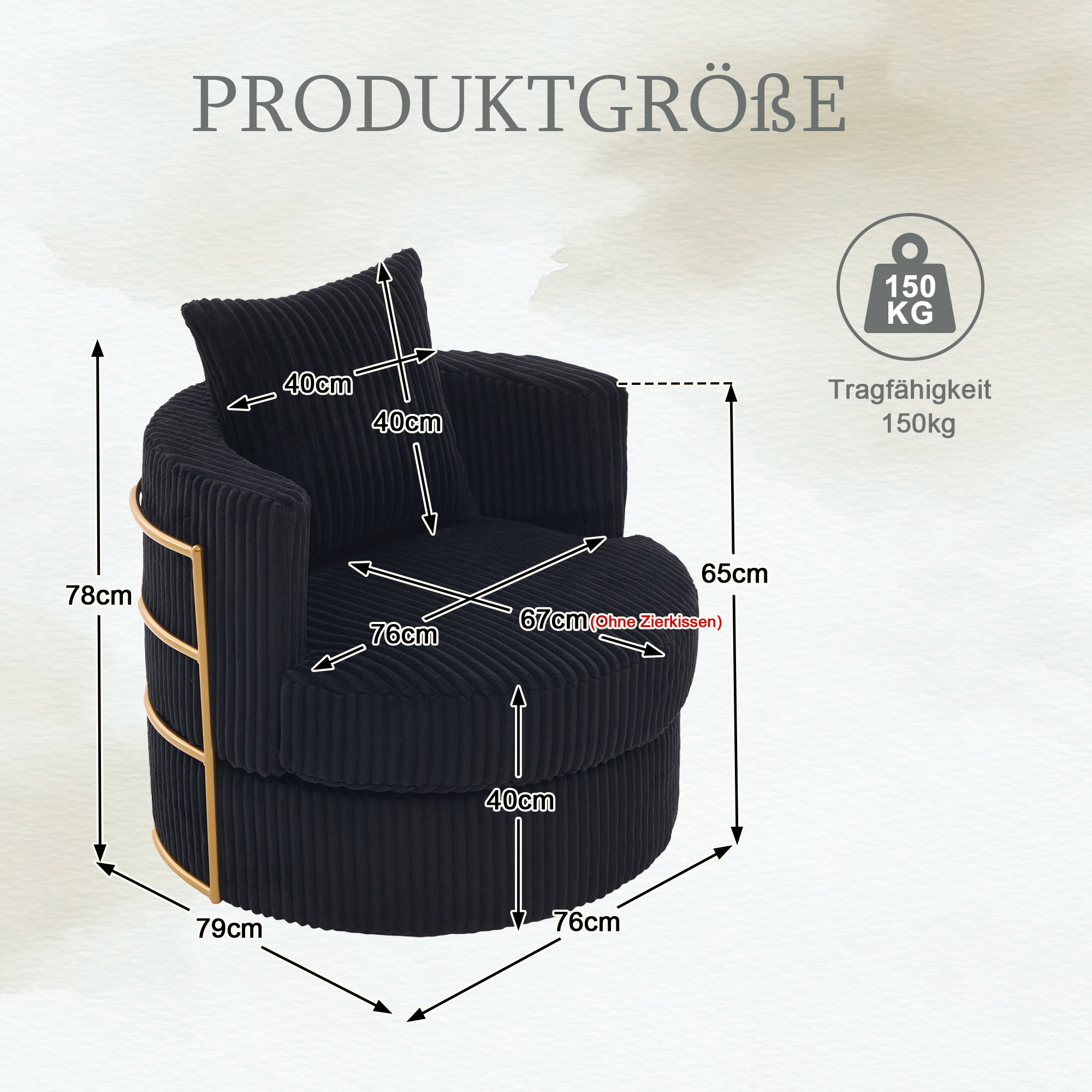 Dimensions du fauteuil d'appoint