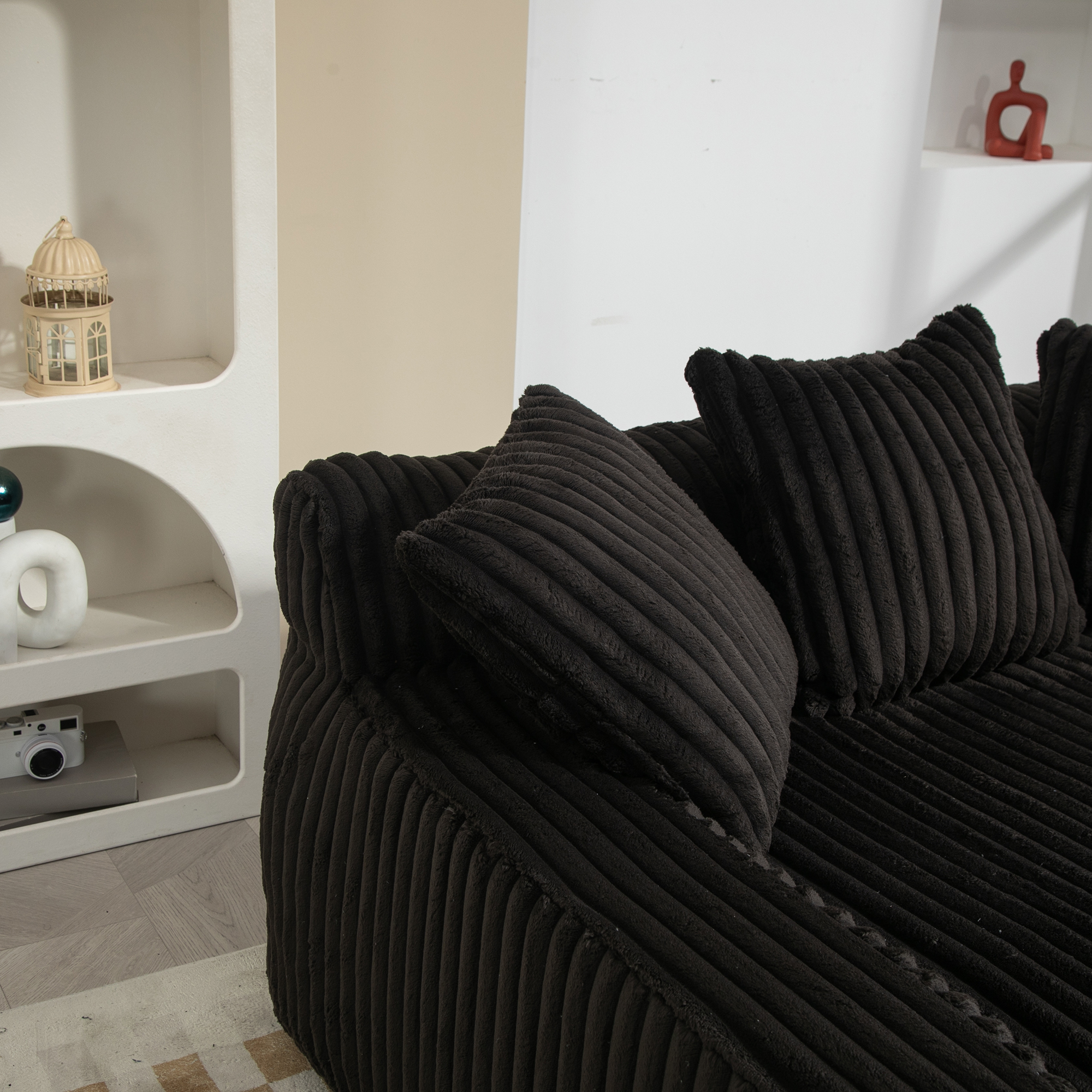 Chaise longue d'intérieur en velours côtelé à larg - image 8