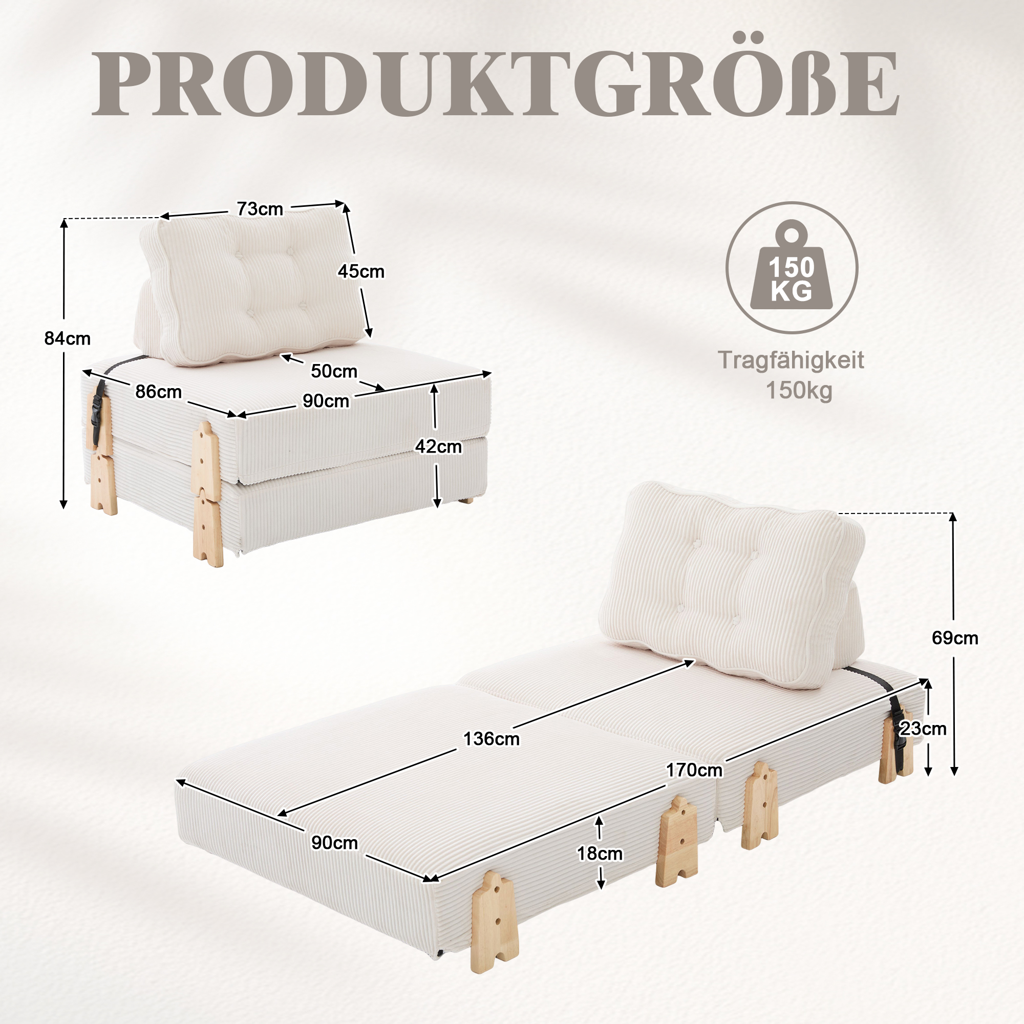 Dimensions du canapé convertible