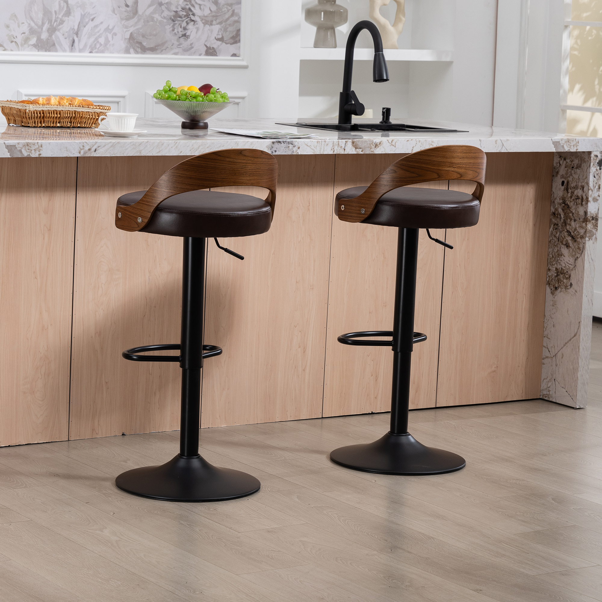 Lot de 2 tabourets de bar pivotants 360° avec doss - image 15