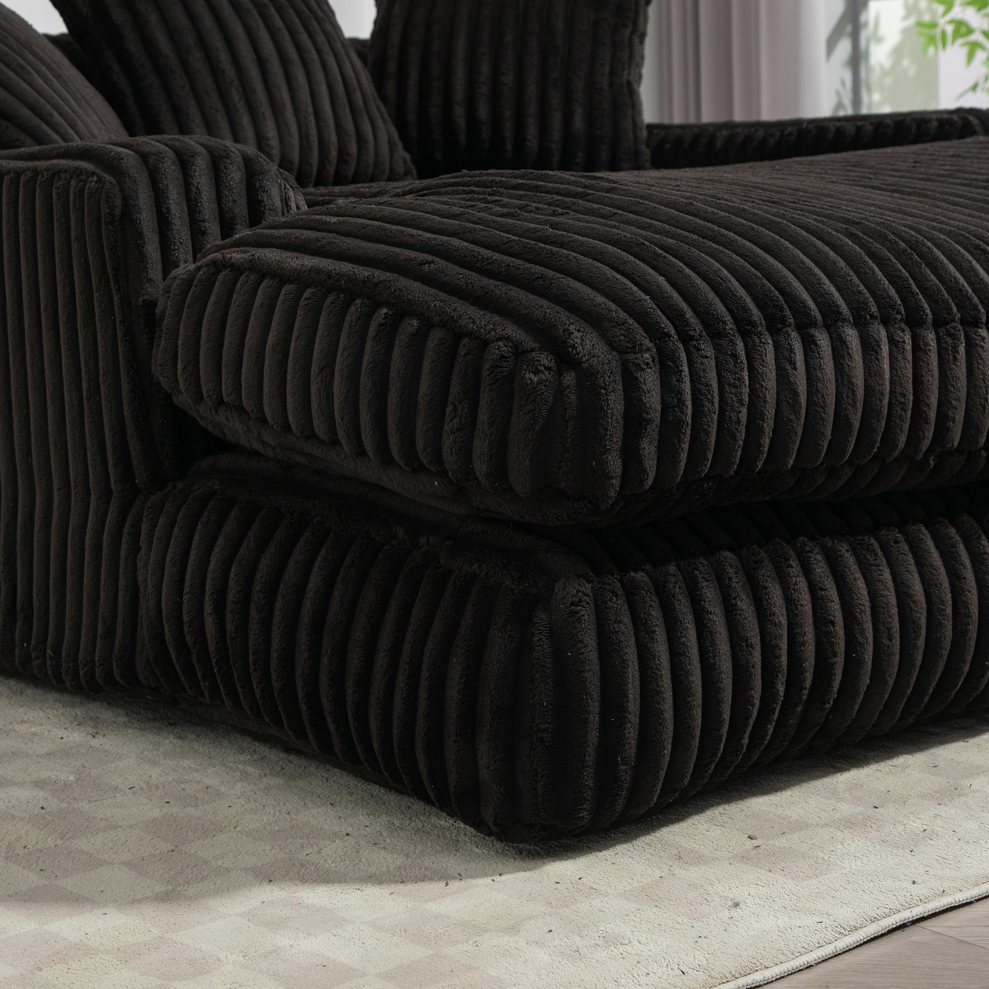 Chaise longue d'intérieur en velours côtelé à larg - image 11