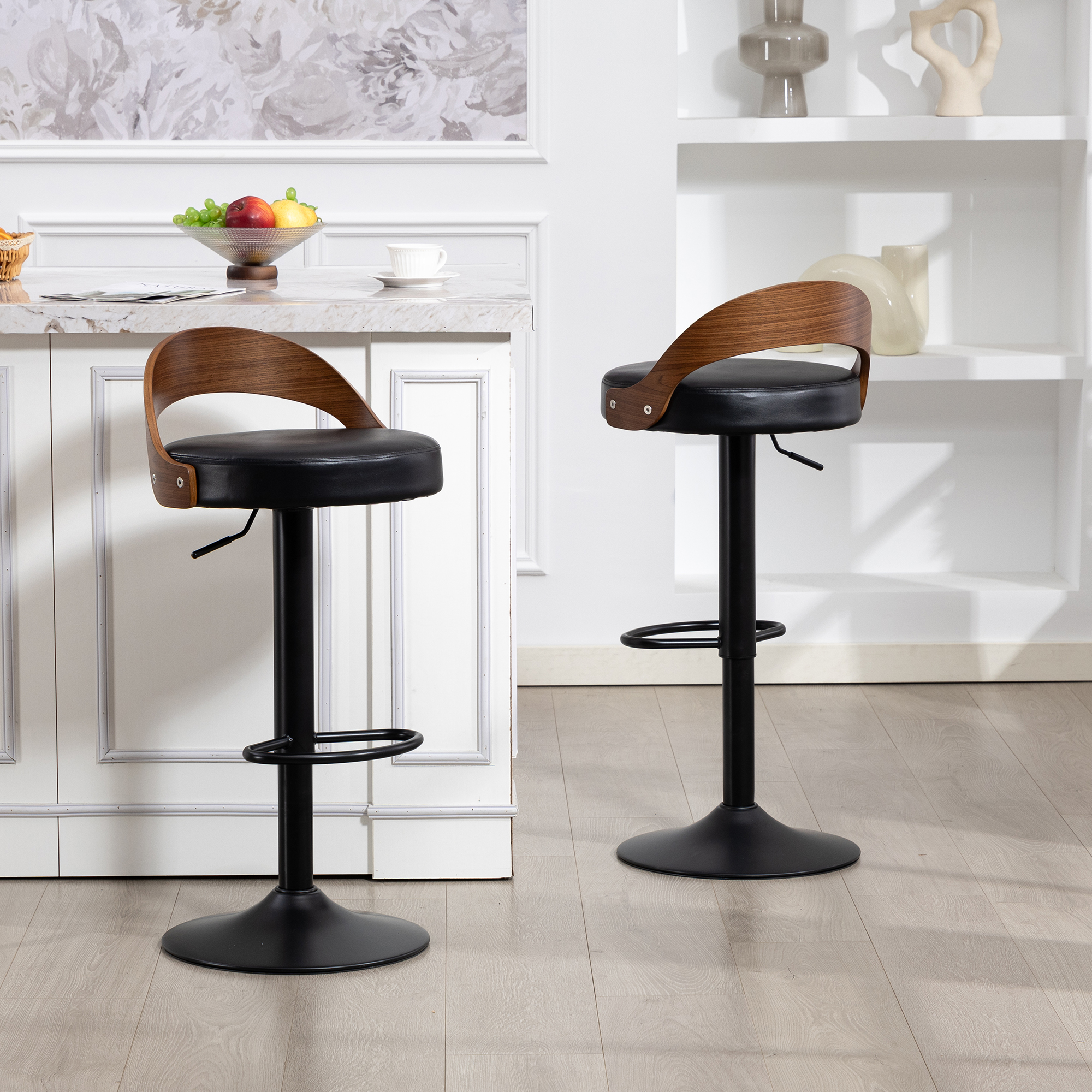 Lot de 2 tabourets de bar pivotants 360° avec doss - image 3