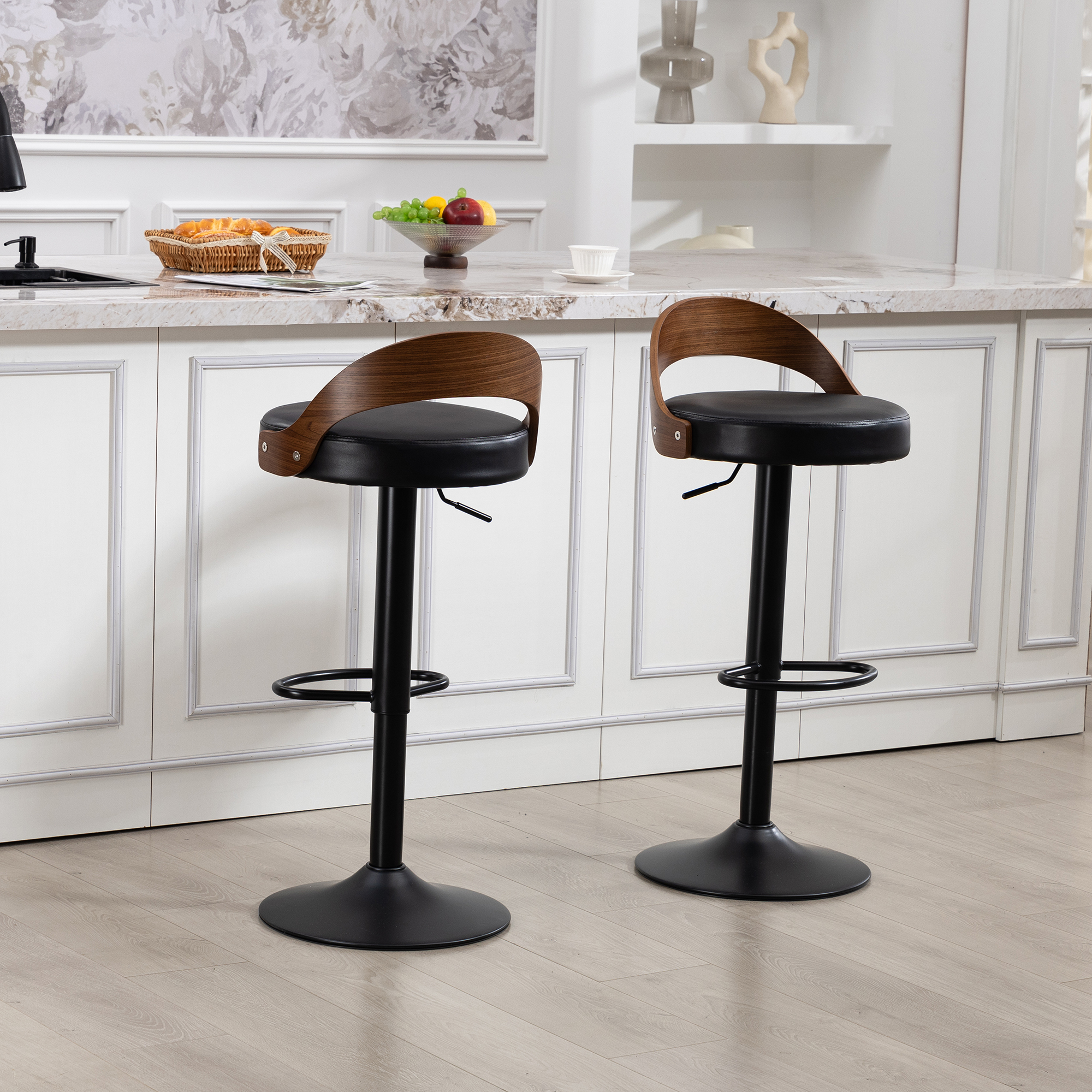 Lot de 2 tabourets de bar pivotants 360° avec doss - image 5
