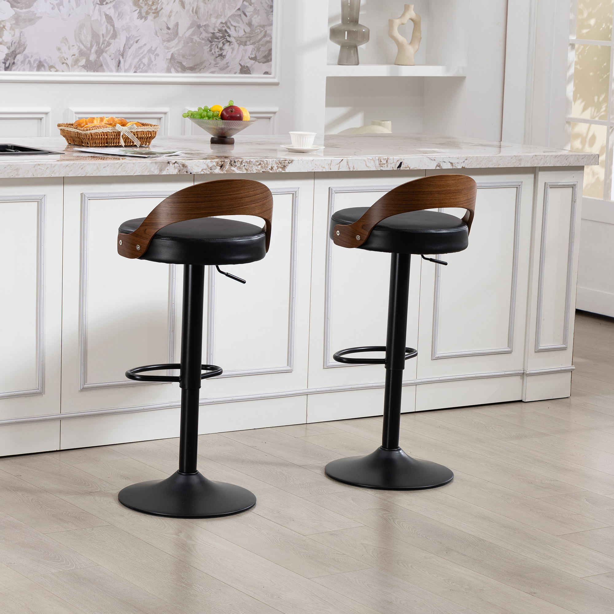 Lot de 2 tabourets de bar pivotants 360° avec doss - image 8
