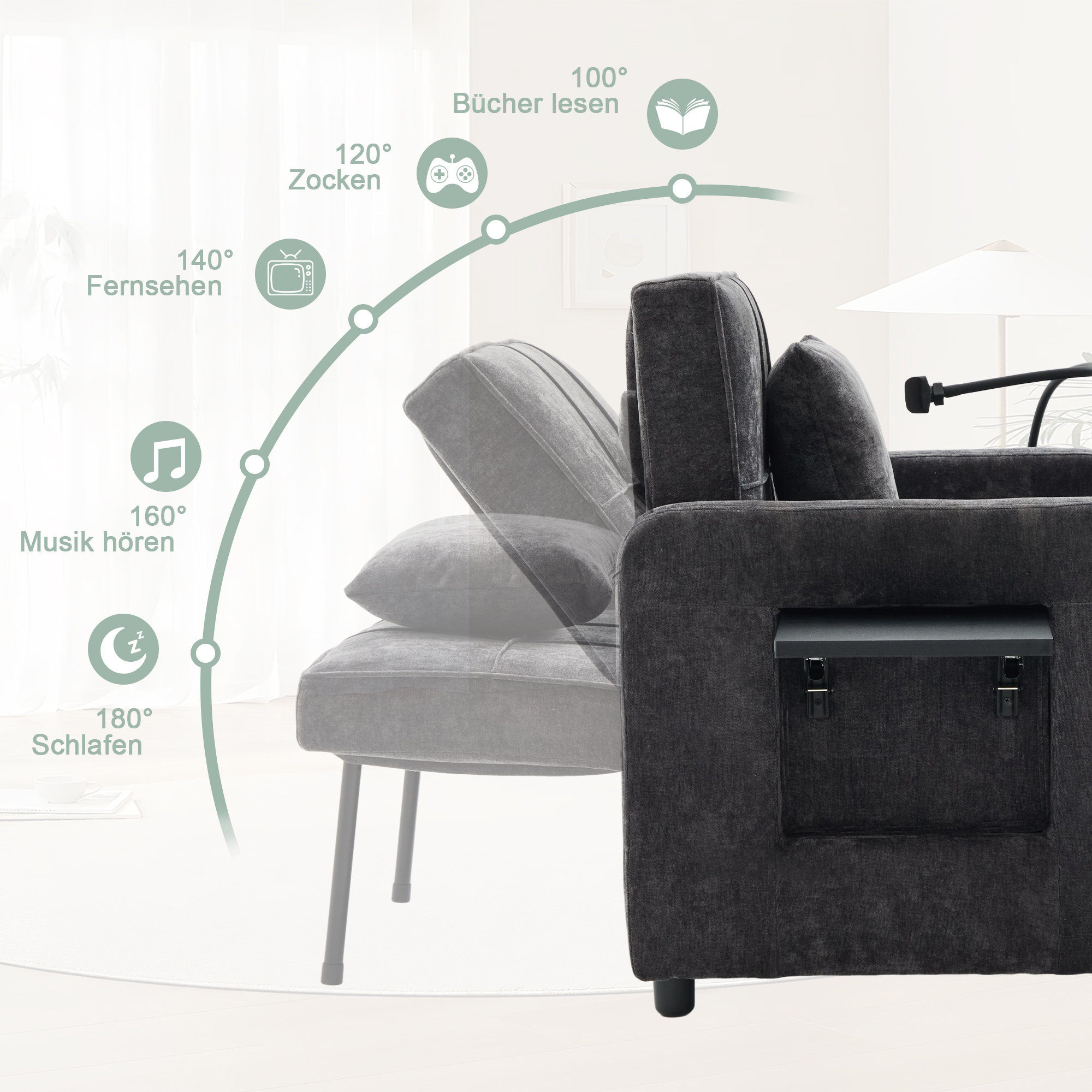 Détail du fauteuil convertible