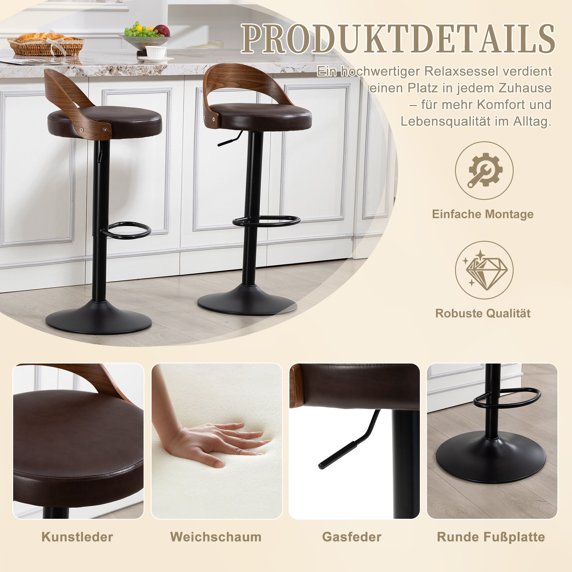 Détail du tabouret de bar