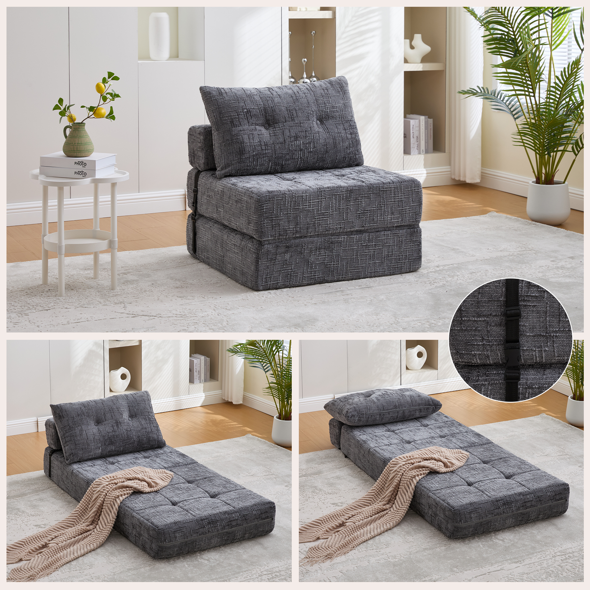 Klappbares Schlafsofa, Schlafsofa mit Kissen, falt