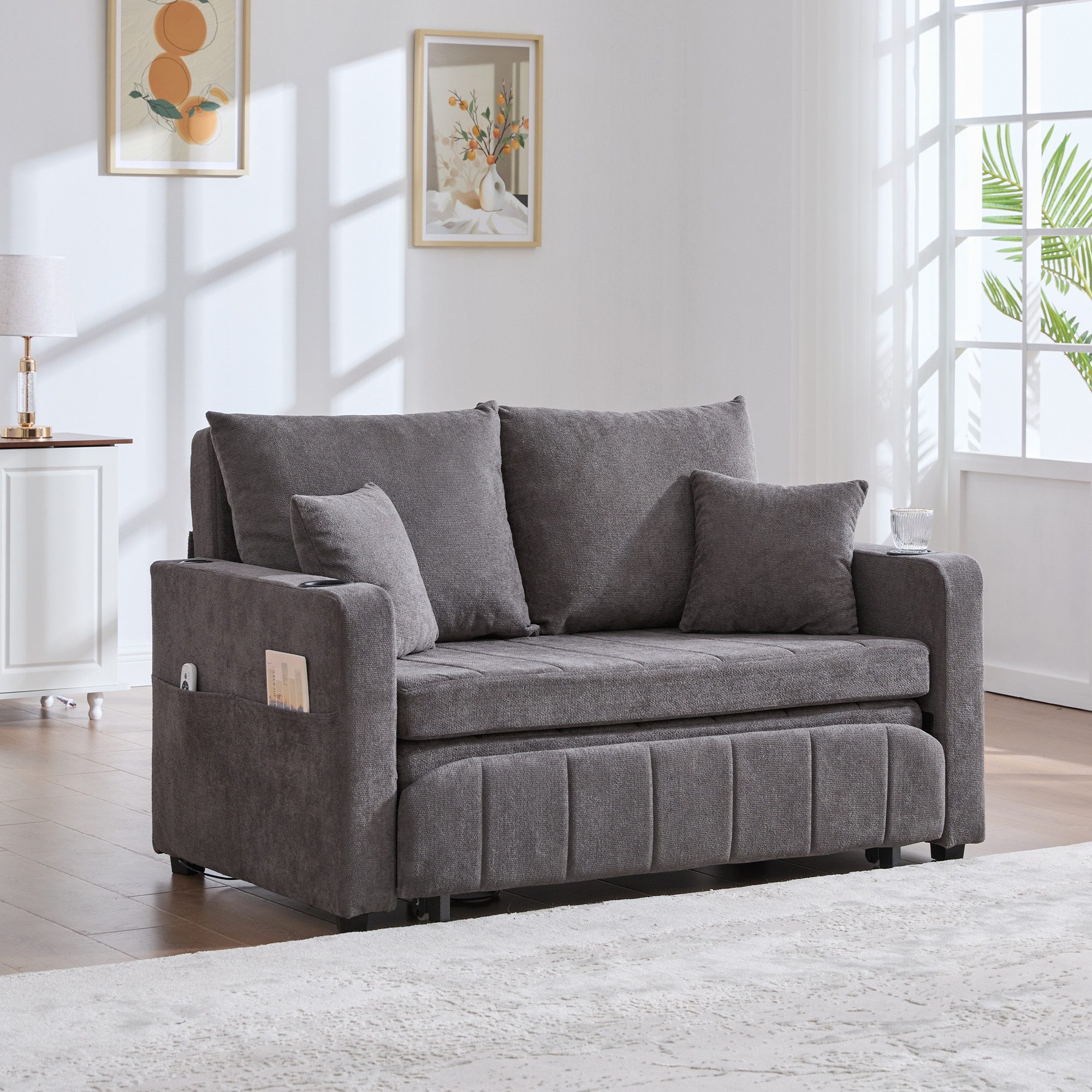 Multifunktionales Stoffsofa, ausziehbares Klappsof