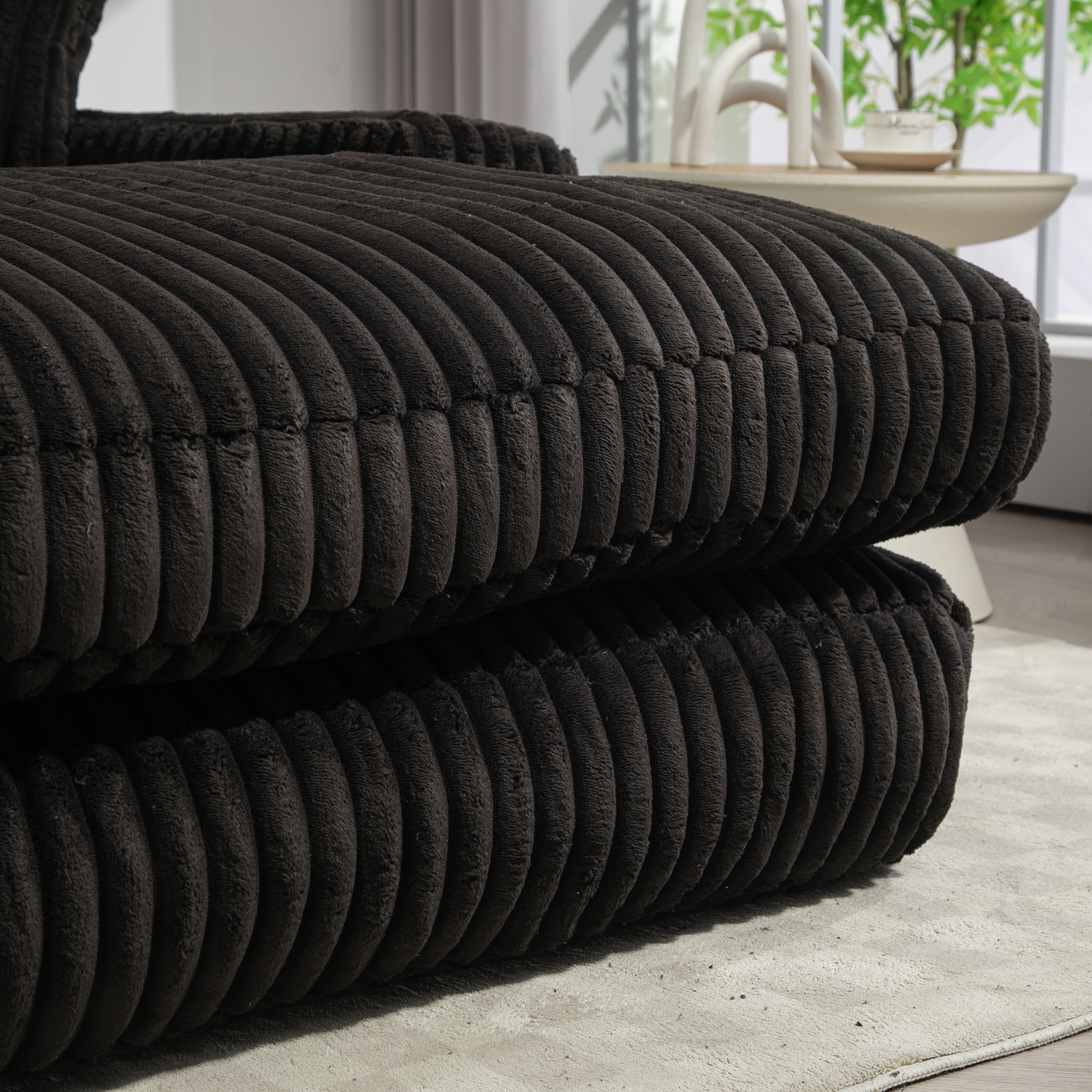 Chaise longue d'intérieur en velours côtelé à larg - image 12