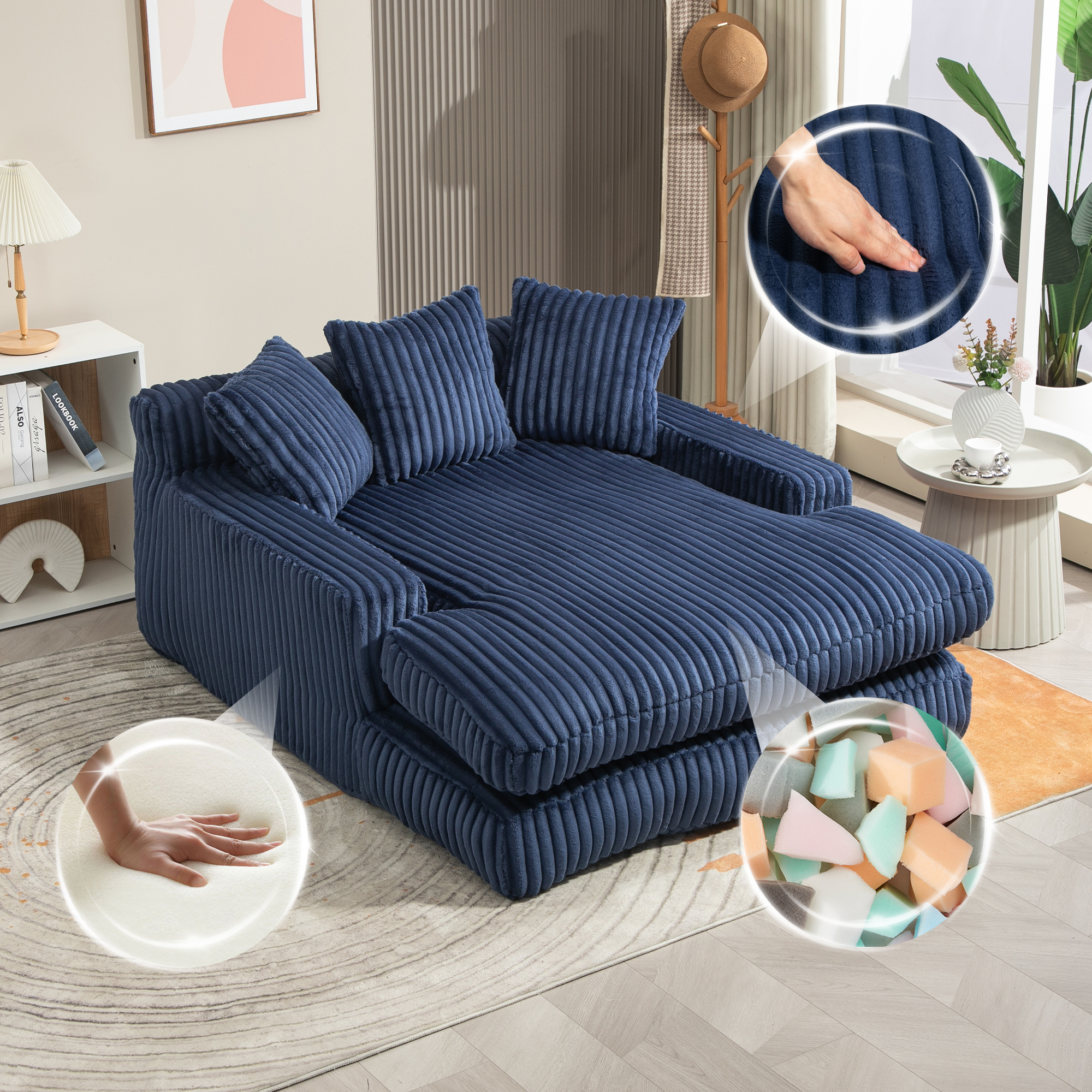 Modernes Cord-Schlafsofa Cloud Couch mit 3 weichen
