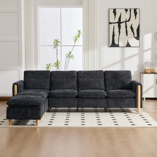 Configurations modulables du canapé avec deux poufs