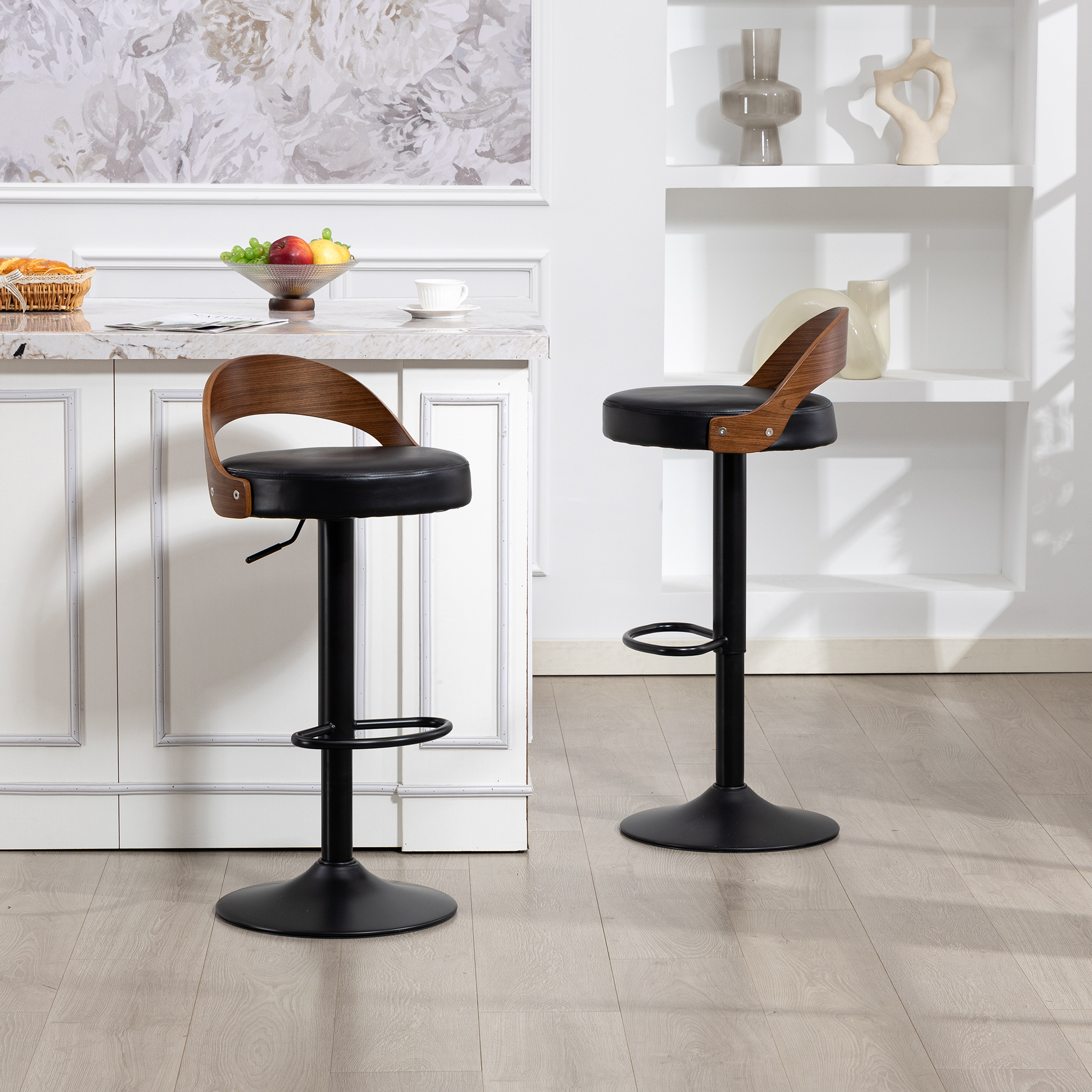 Lot de 2 tabourets de bar pivotants 360° avec doss - image 6