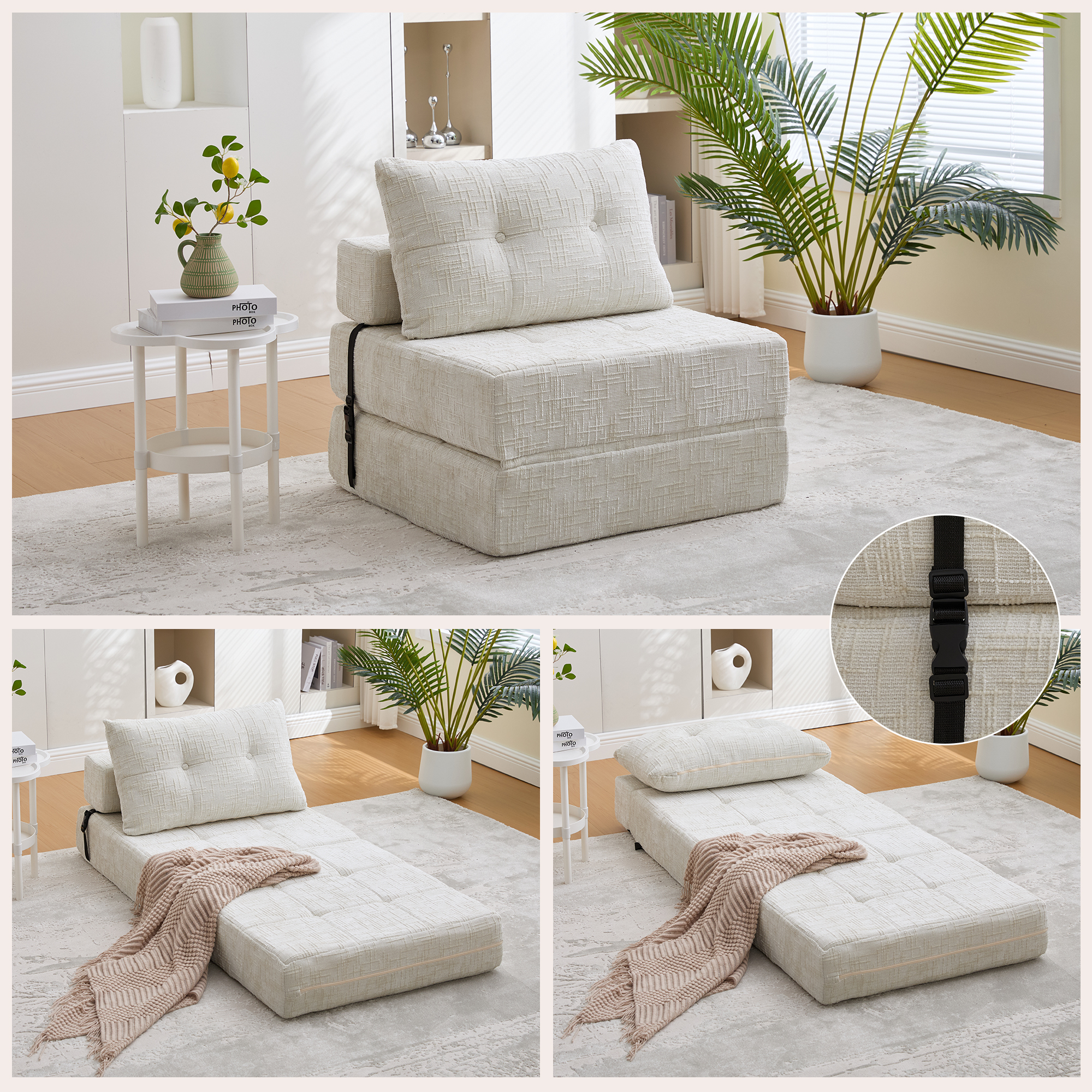 Klappbares Schlafsofa, Schlafsofa mit Kissen, falt