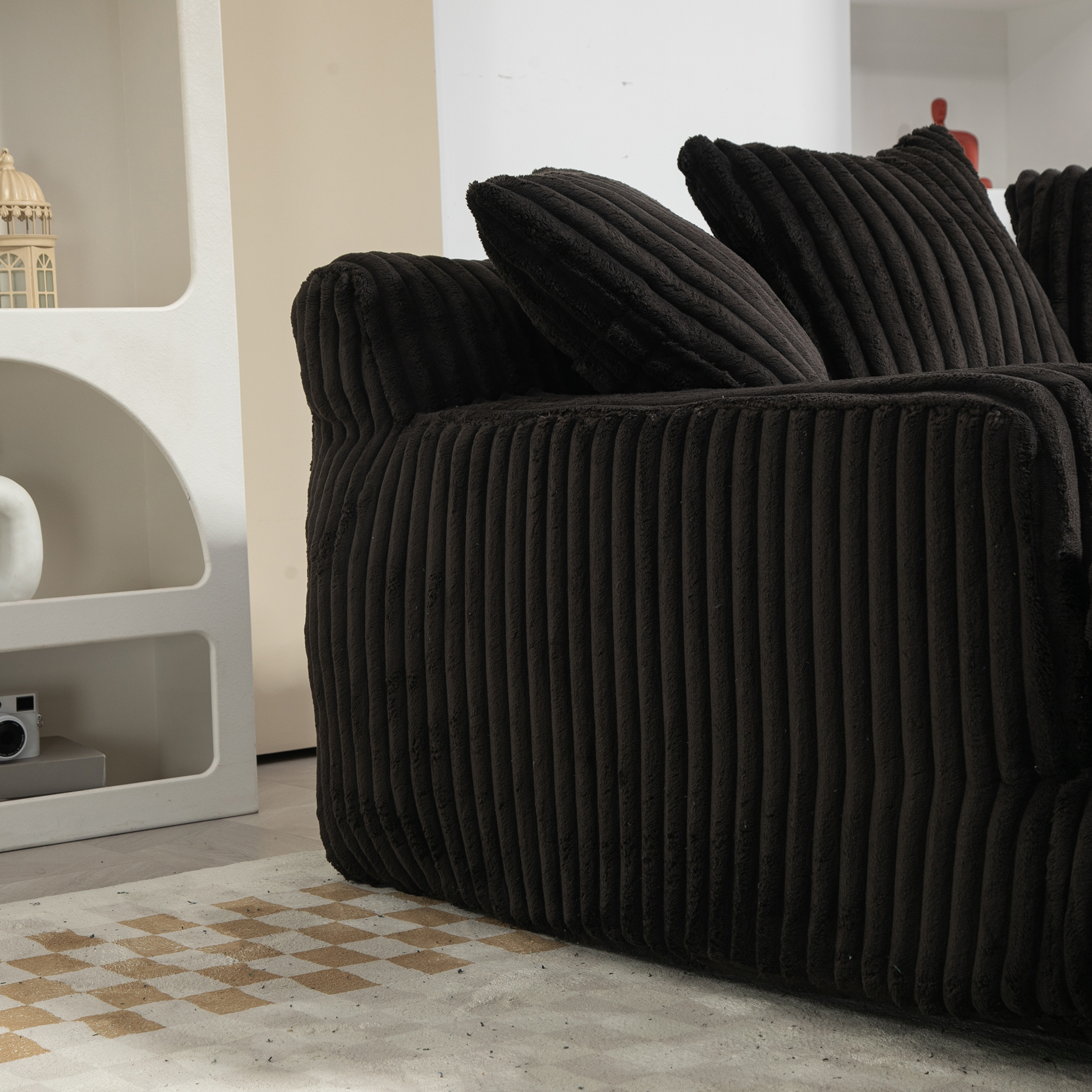 Chaise longue d'intérieur en velours côtelé à larg - image 10