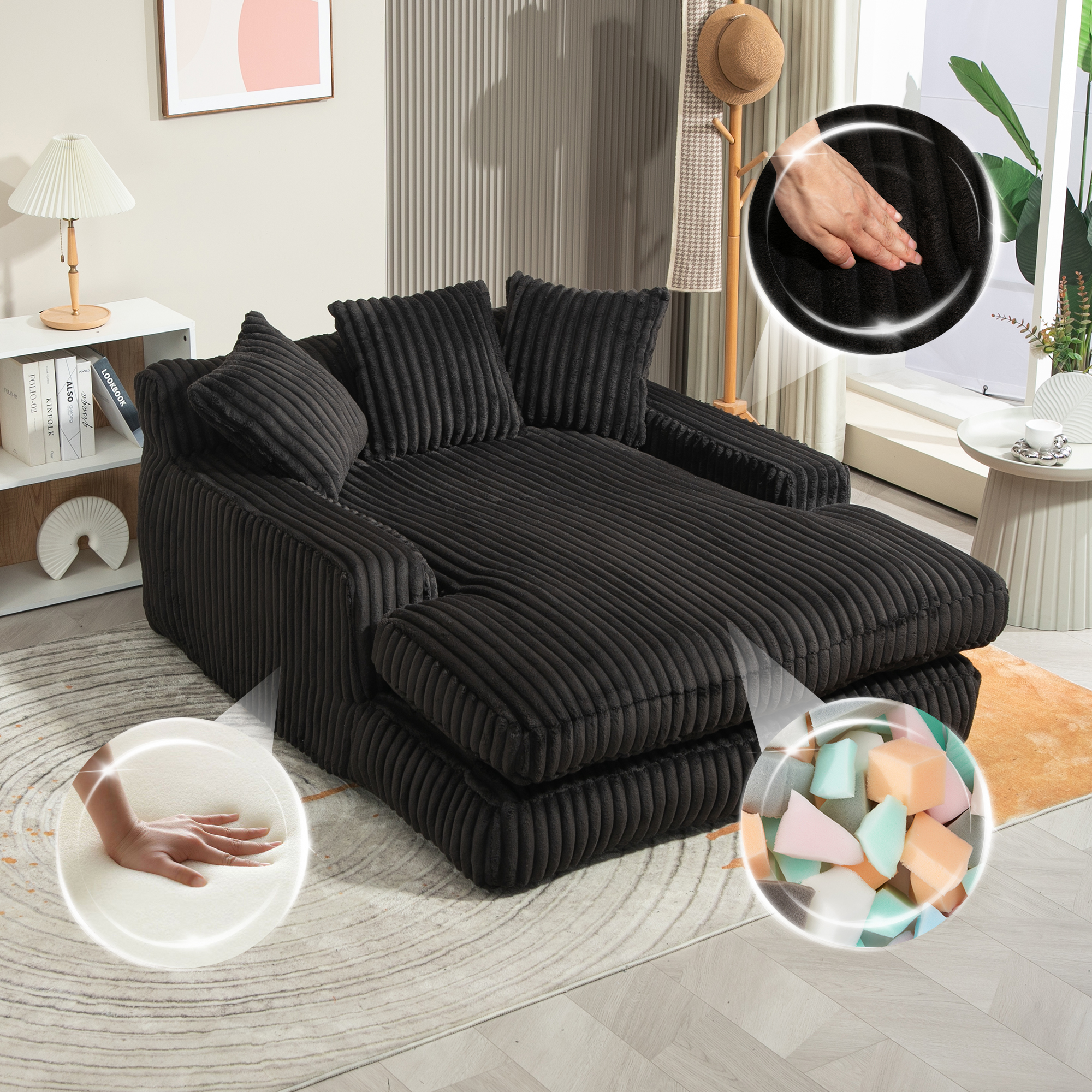 Modernes Cord-Schlafsofa Cloud Couch mit 3 weichen