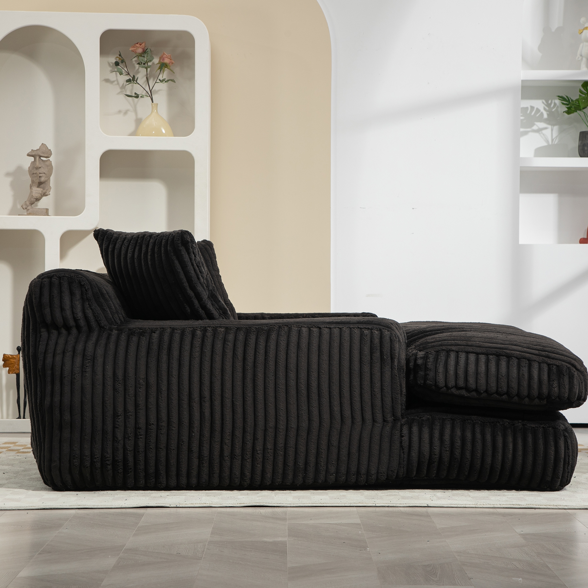 Chaise longue d'intérieur en velours côtelé à larg - image 6