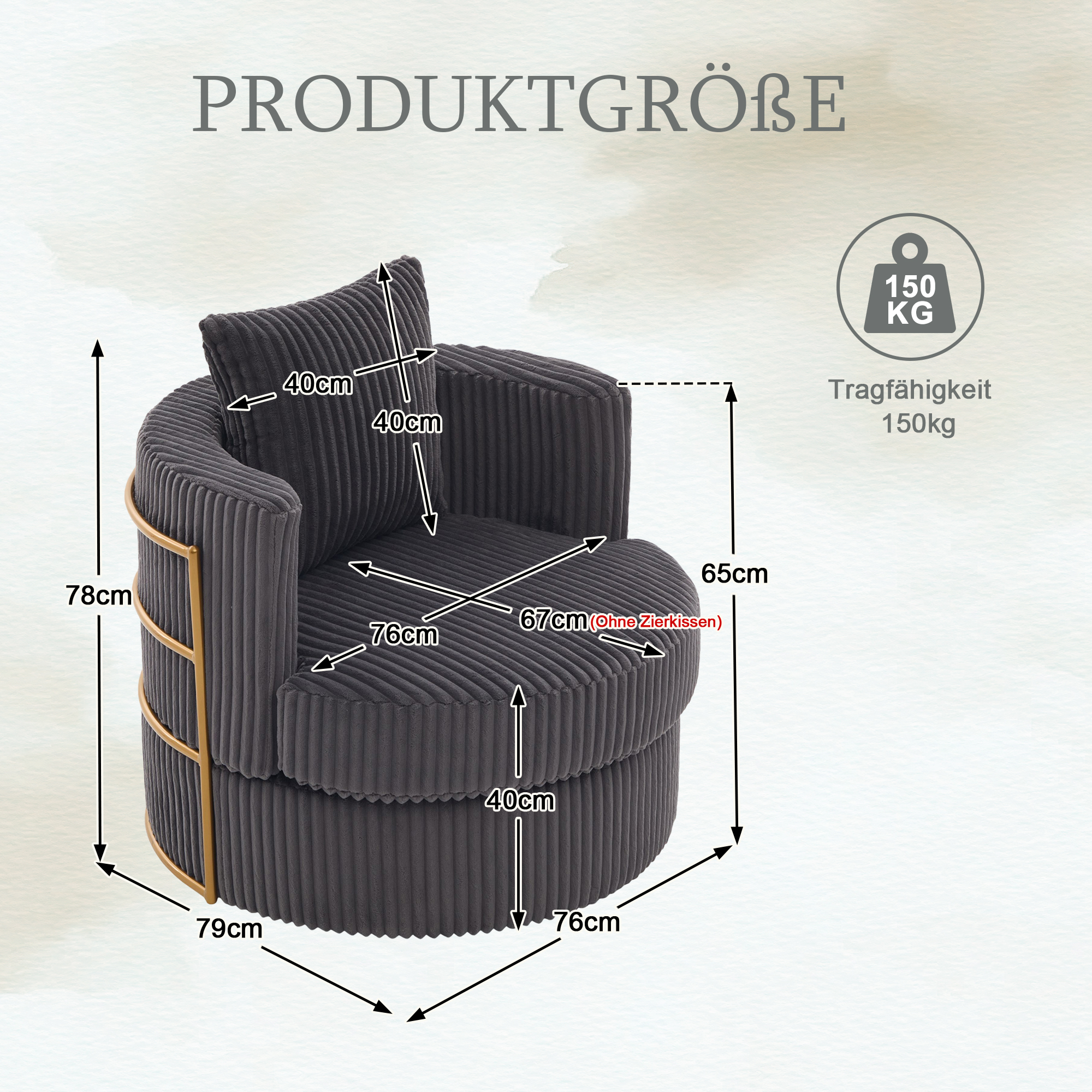 Dimensions du fauteuil d'appoint