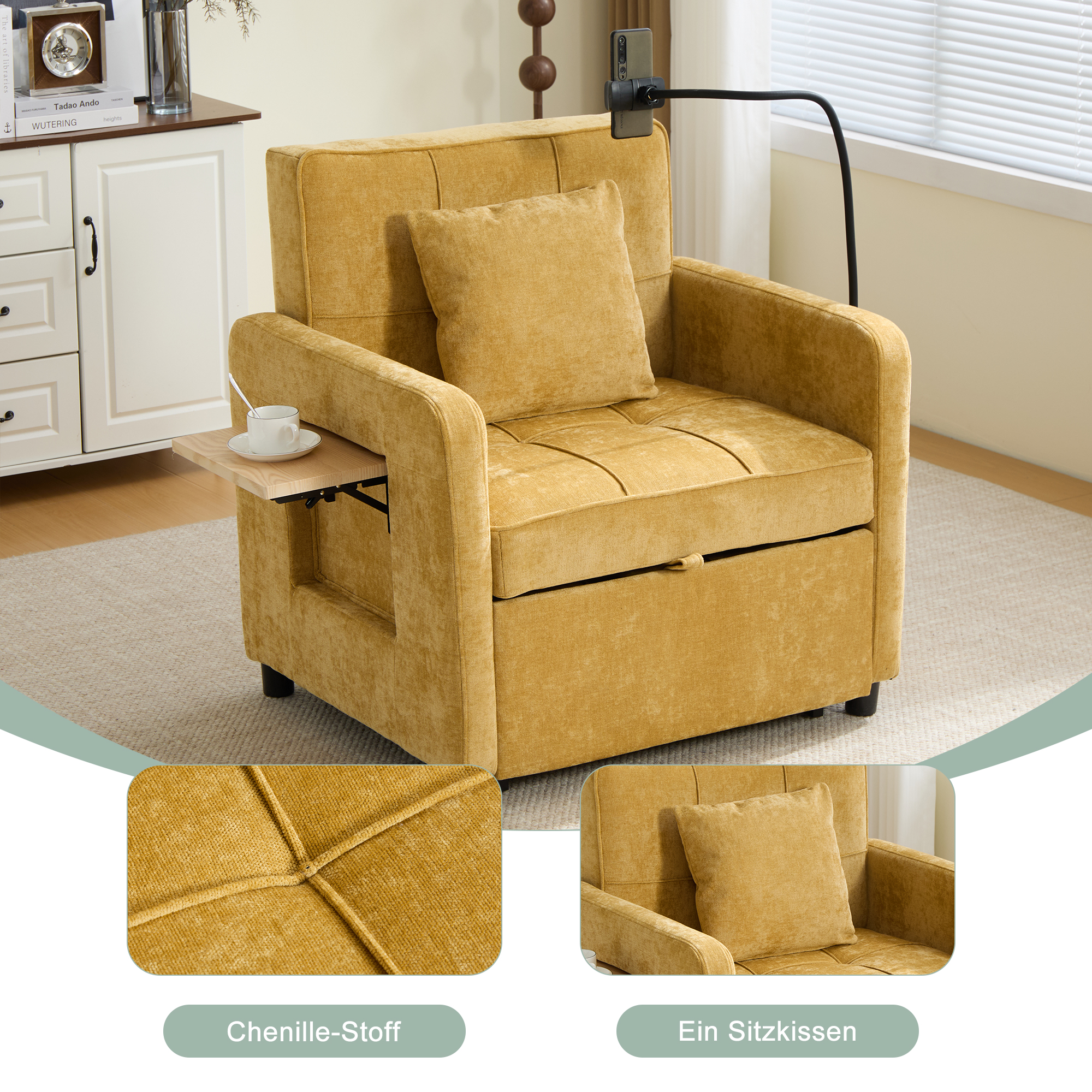 Détail du fauteuil convertible