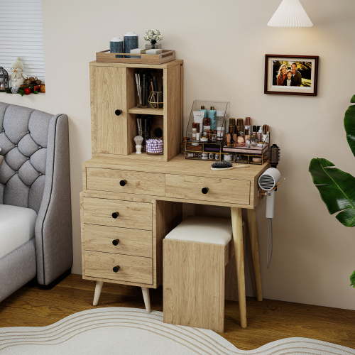 Coiffeuse compacte avec plateau extensible
