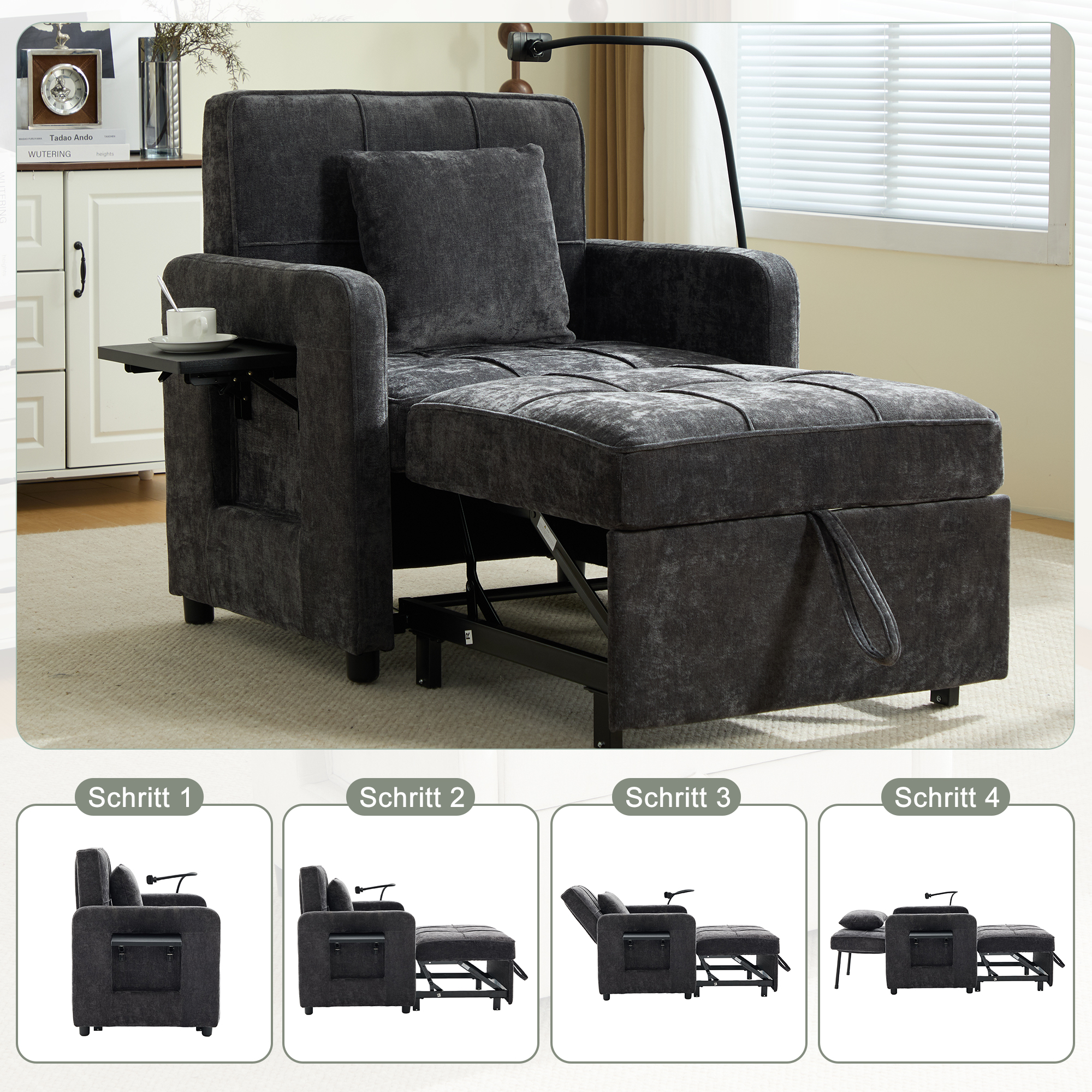 Détail du fauteuil convertible