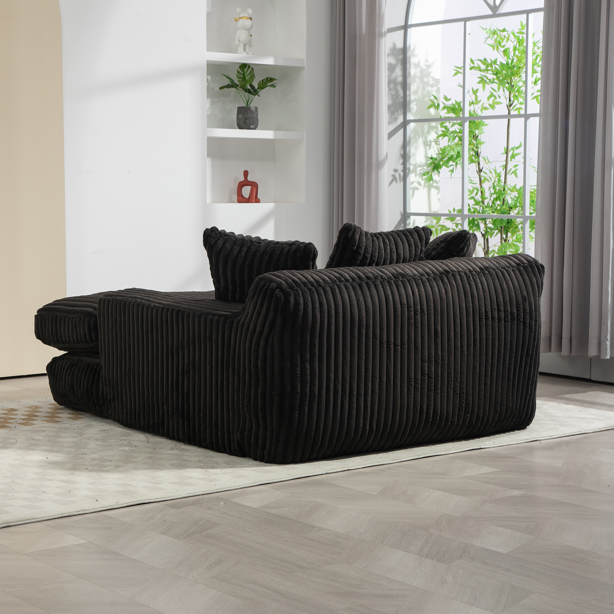 Chaise longue d'intérieur en velours côtelé à larg - image 7